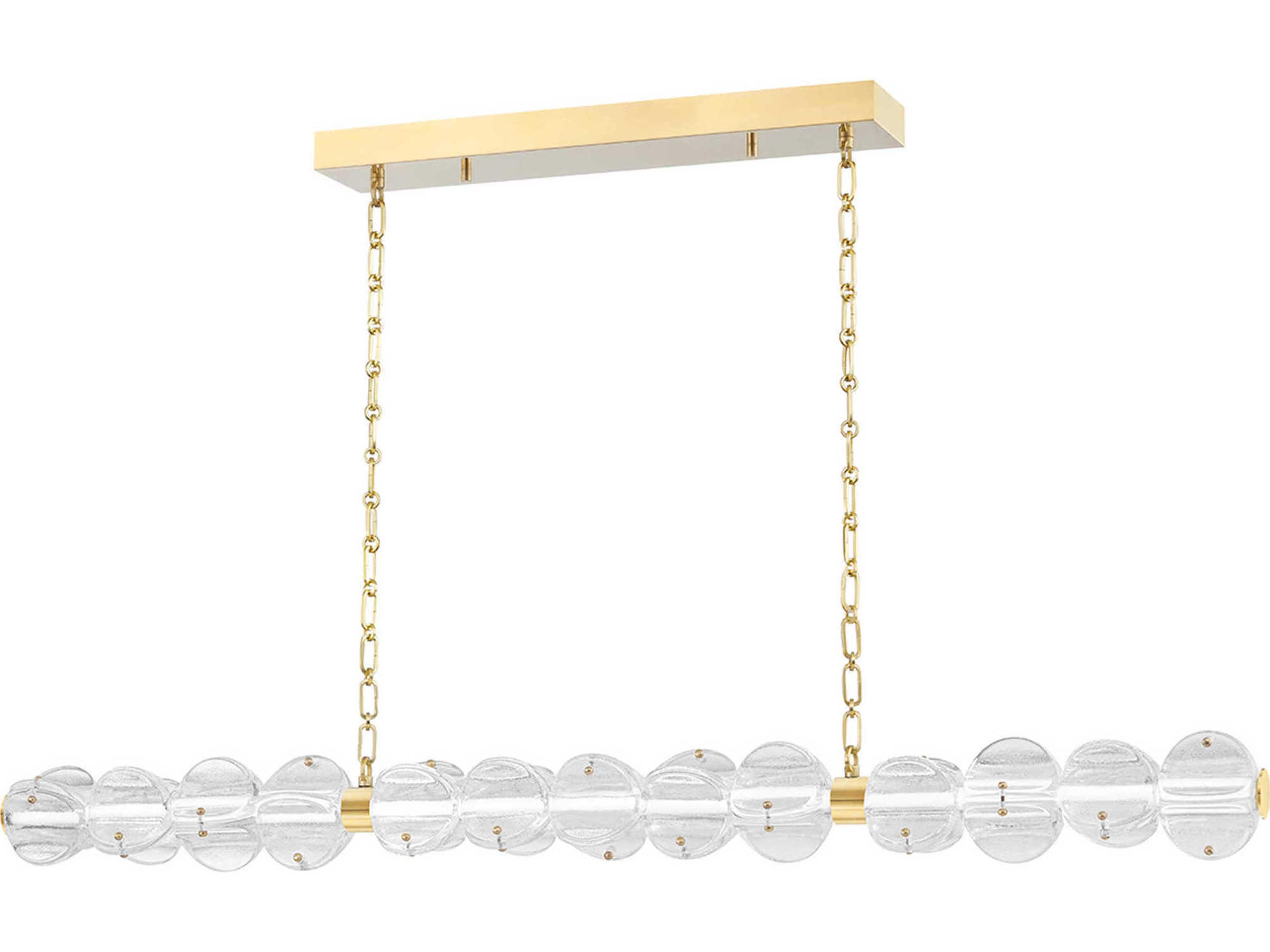 Lindley 1-Light Aged Brass Etched Glass LED Island Pendant