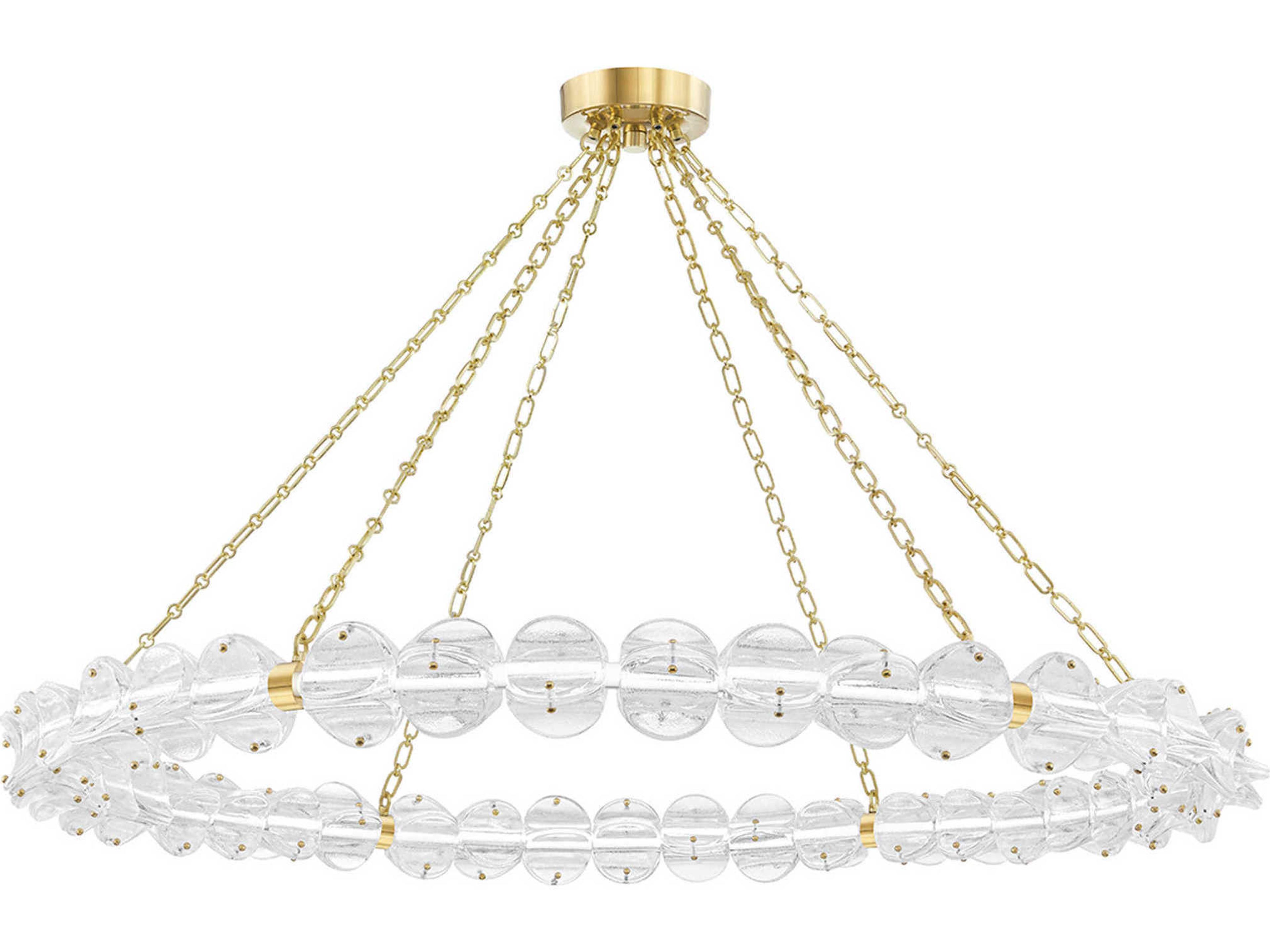 Lindley 1-Light Aged Brass Etched Glass LED Chandelier