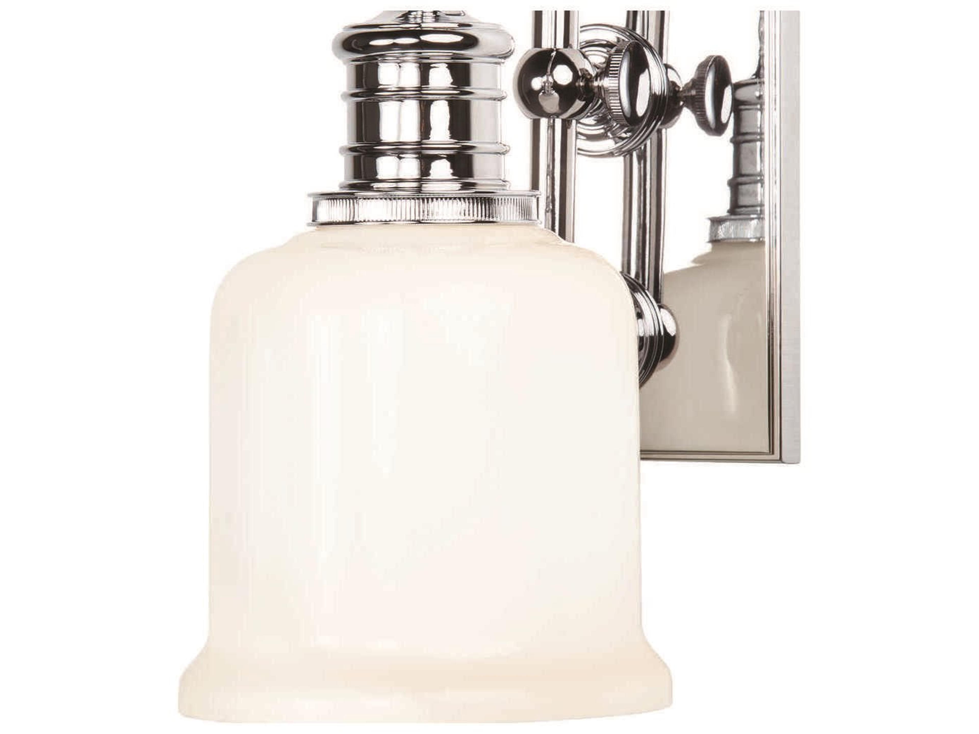 Hudson Valley Keswick 1-Light Polished Chrome Off White Glass Wall Sconce