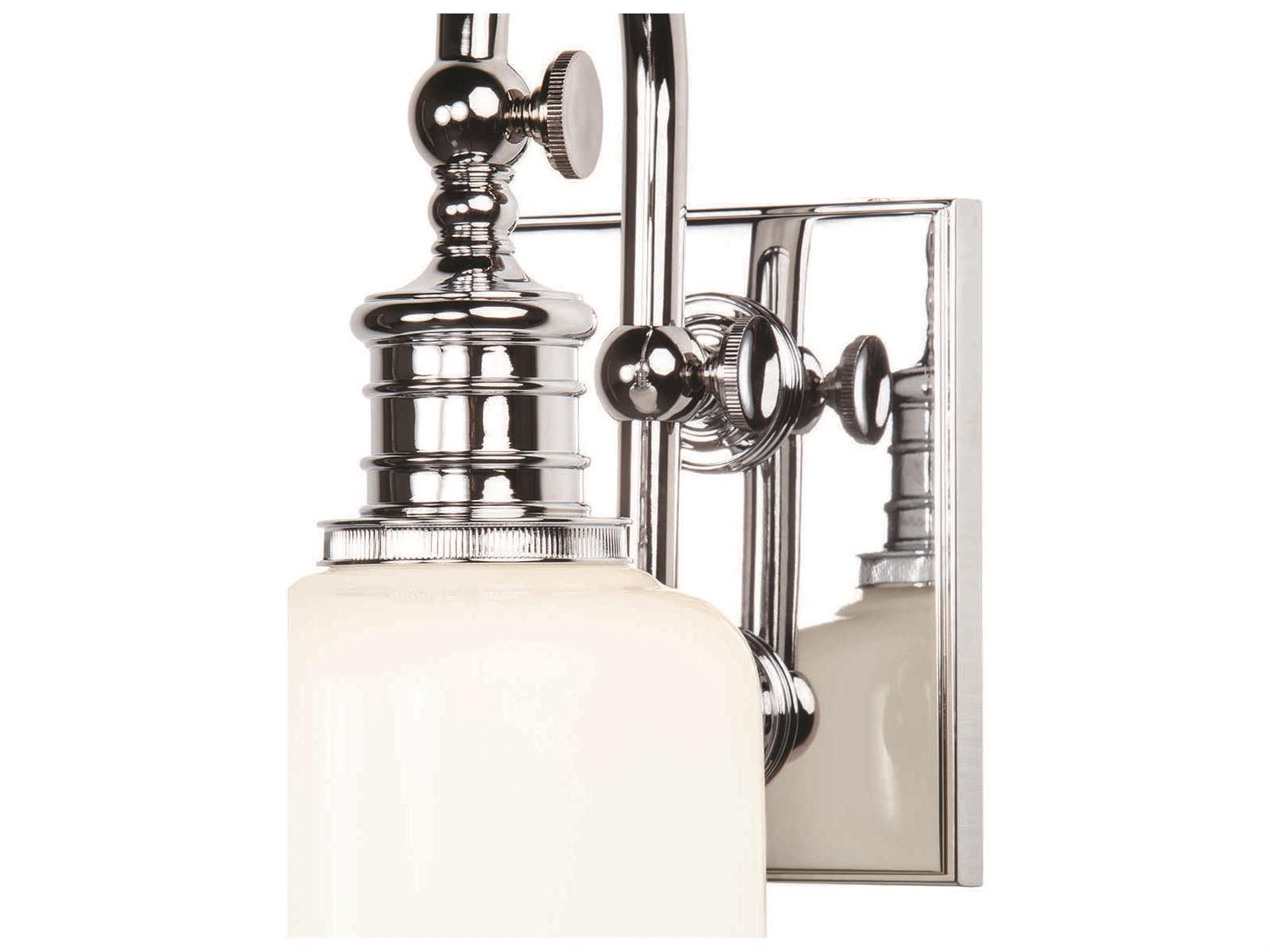 Hudson Valley Keswick 1-Light Polished Chrome Off White Glass Wall Sconce