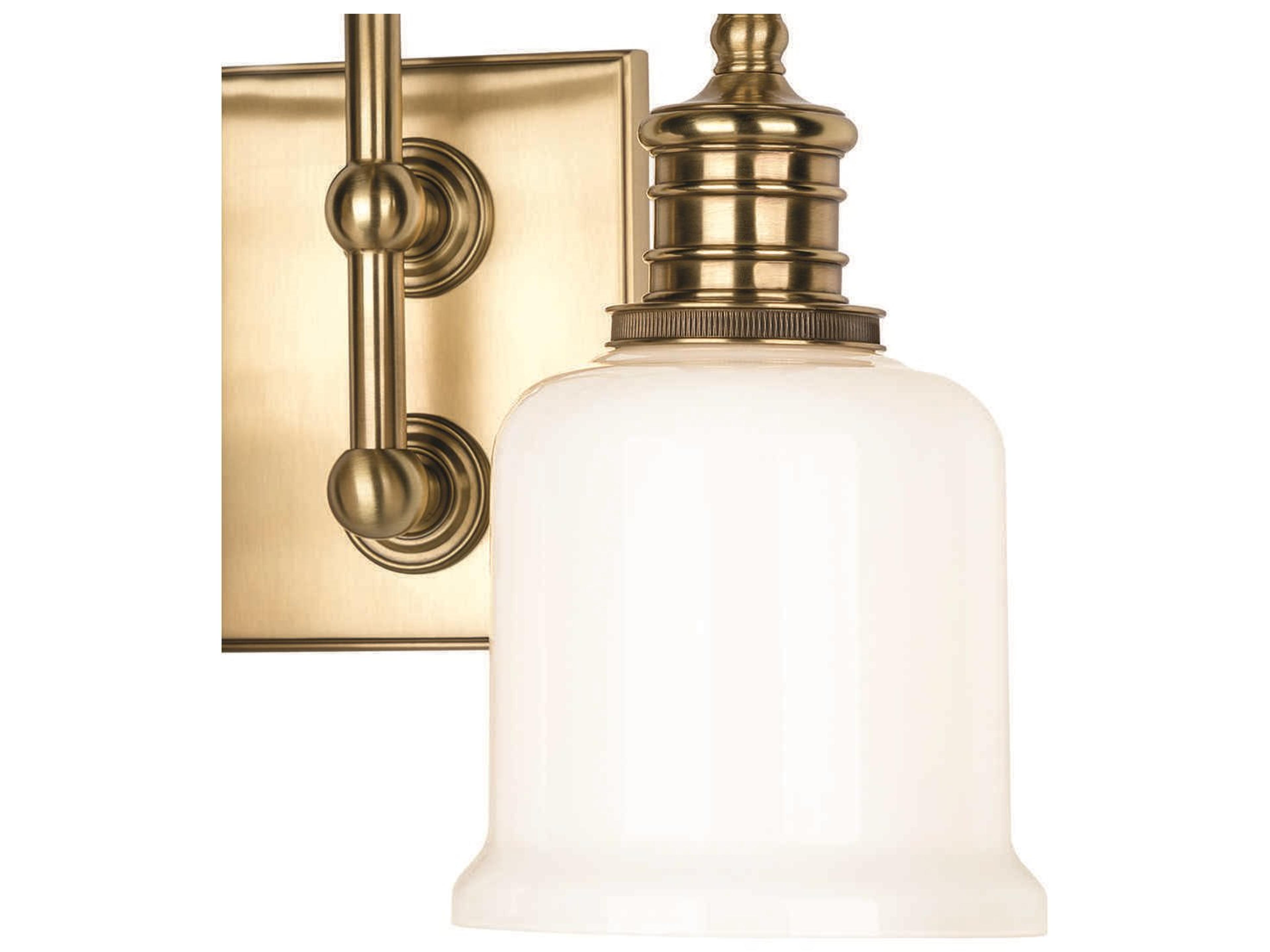 Hudson Valley Keswick 2-Light Aged Brass Off White Glass Vanity Light