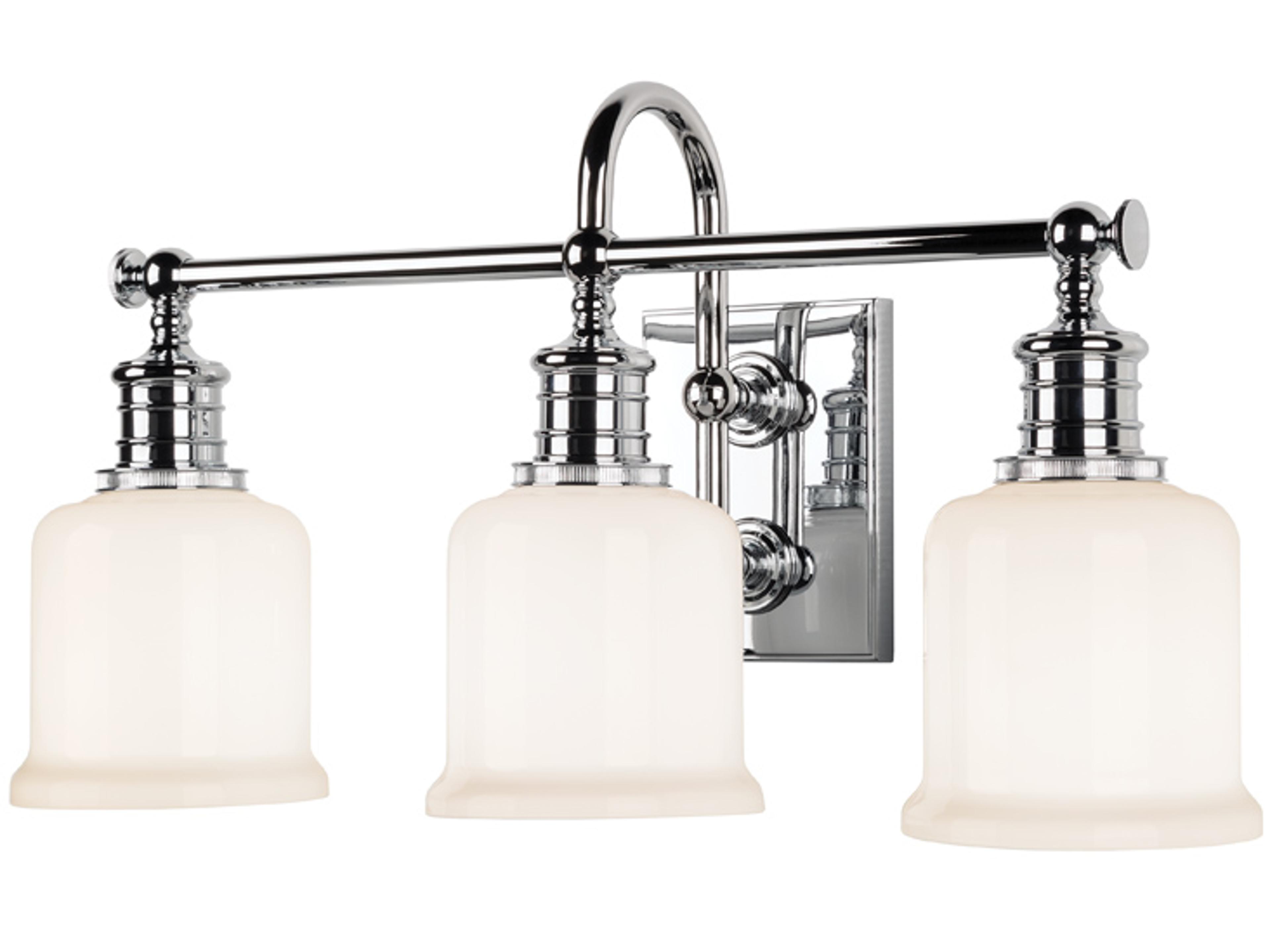 Keswick 3-Light Polished Chrome Off White Glass Vanity Light