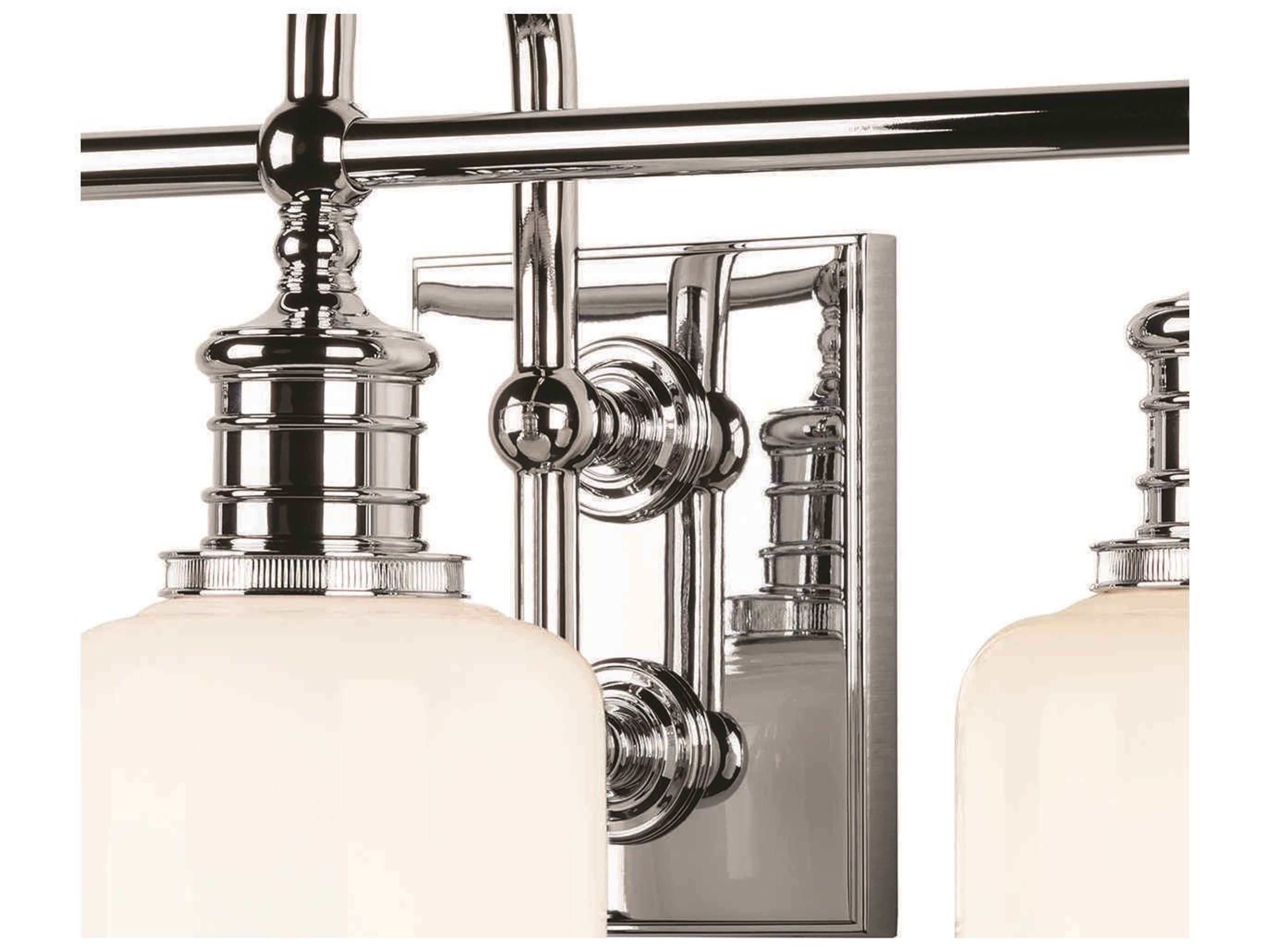 Hudson Valley Keswick 3-Light Polished Chrome Off White Glass Vanity Light