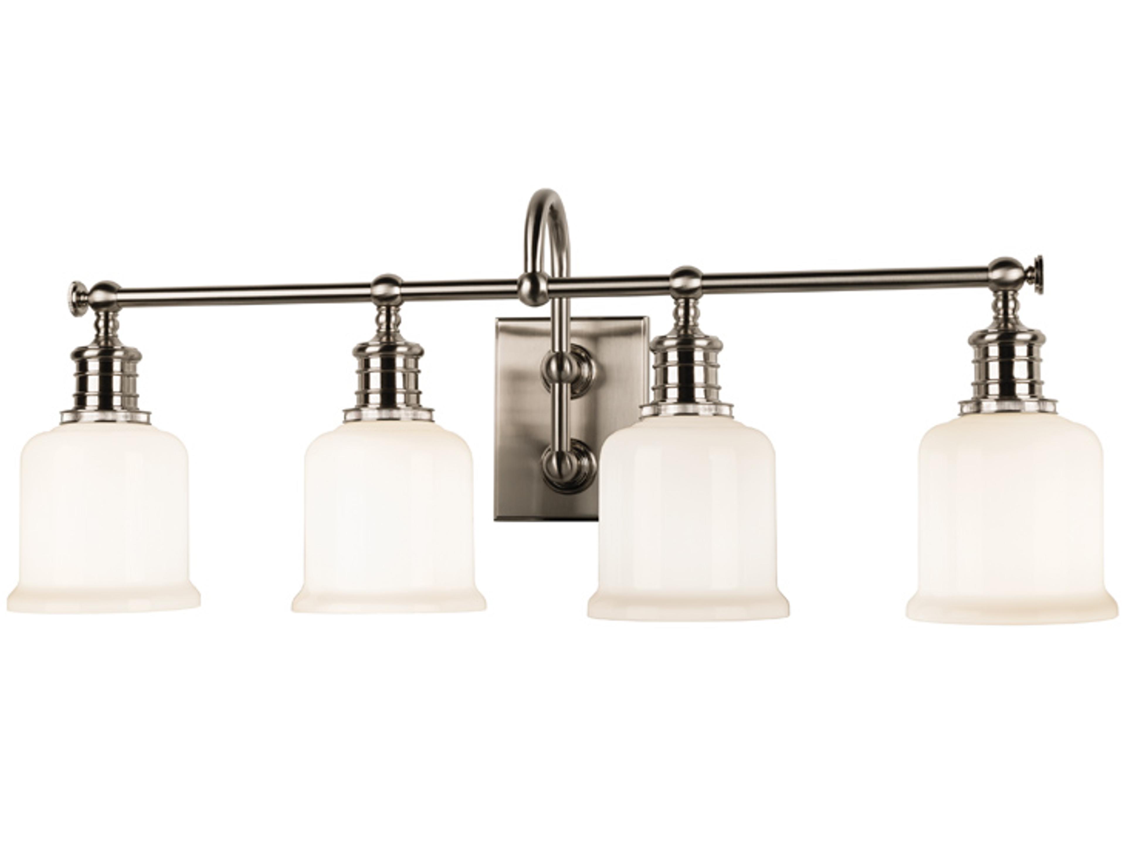 Keswick 4-Light Satin Nickel Off White Glass Vanity Light