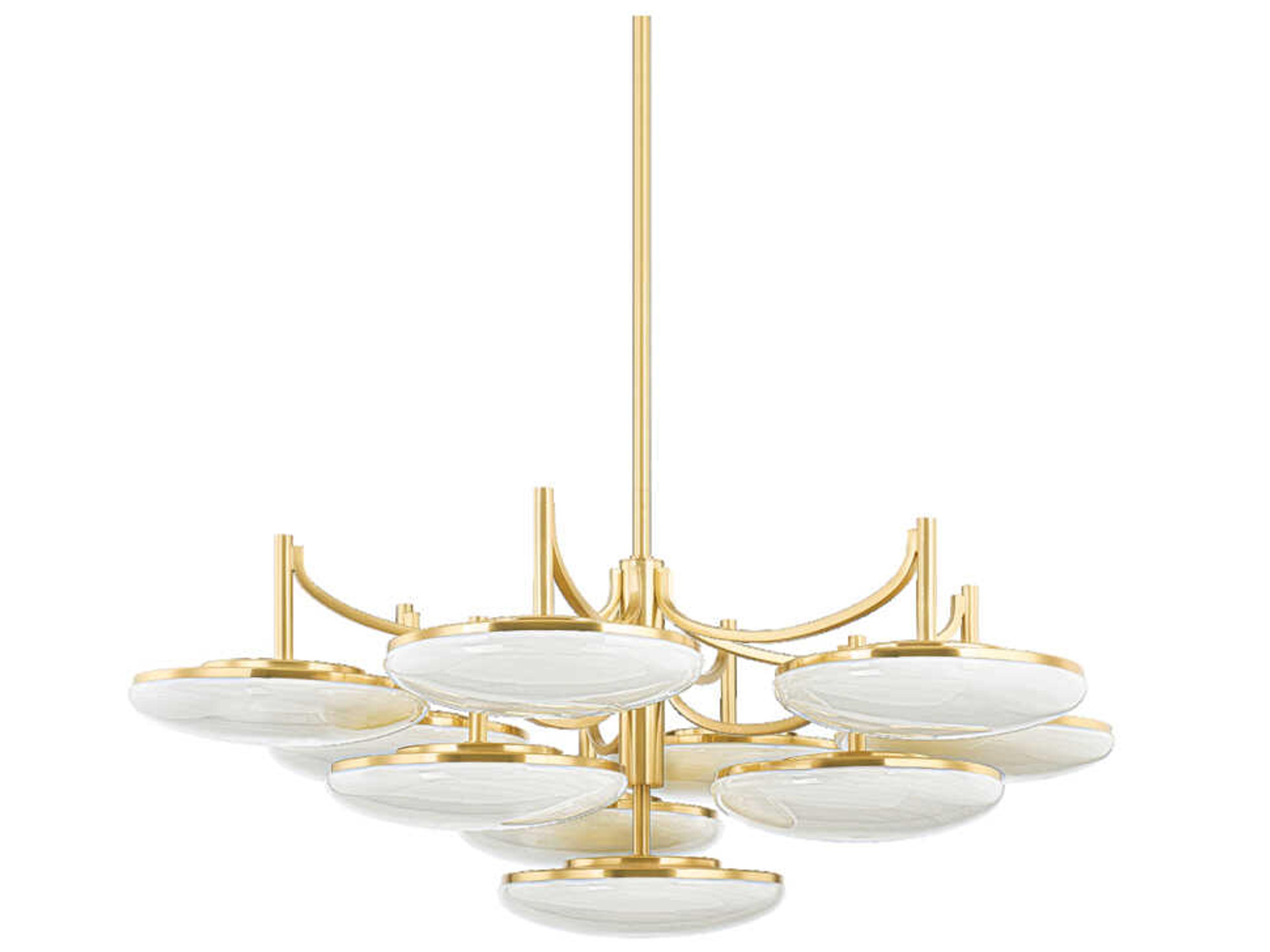 Bregman 10-Light Aged Brass Glass LED Chandelier