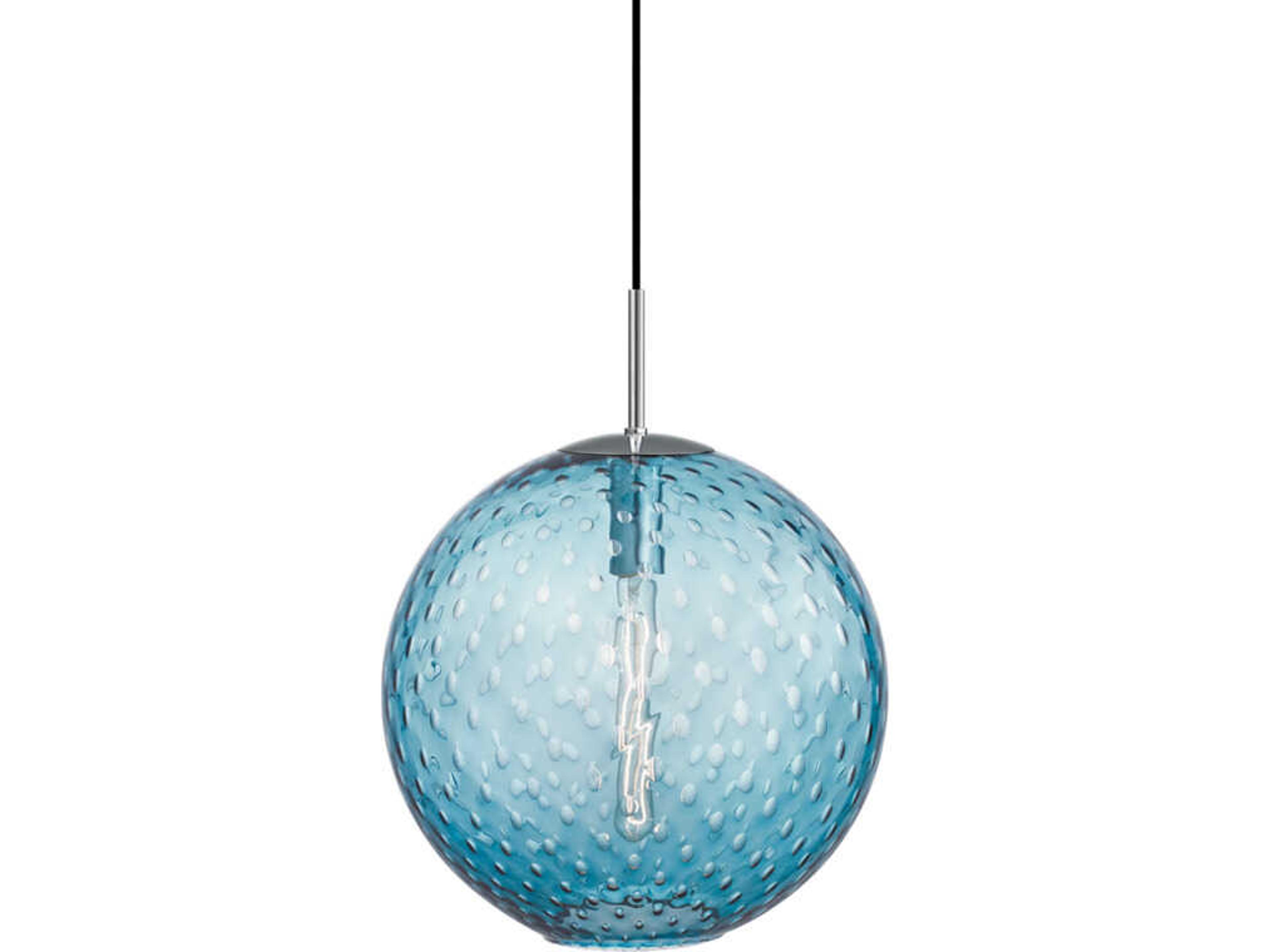 Rousseau 1-Light Polished Chrome Blue Globe Pendant