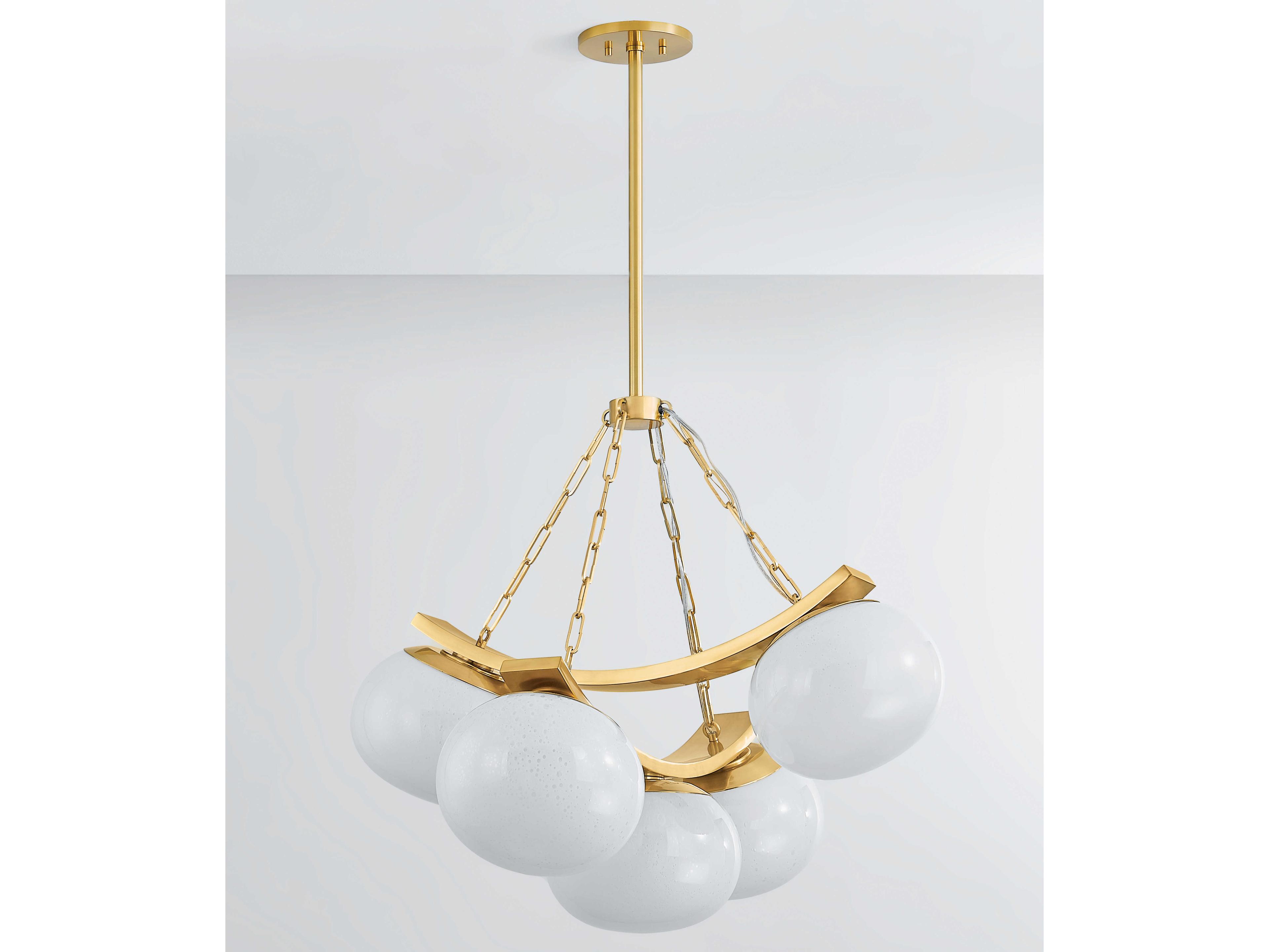 Hudson Valley Duxbury 5-Light Aged Brass Globe Chandelier
