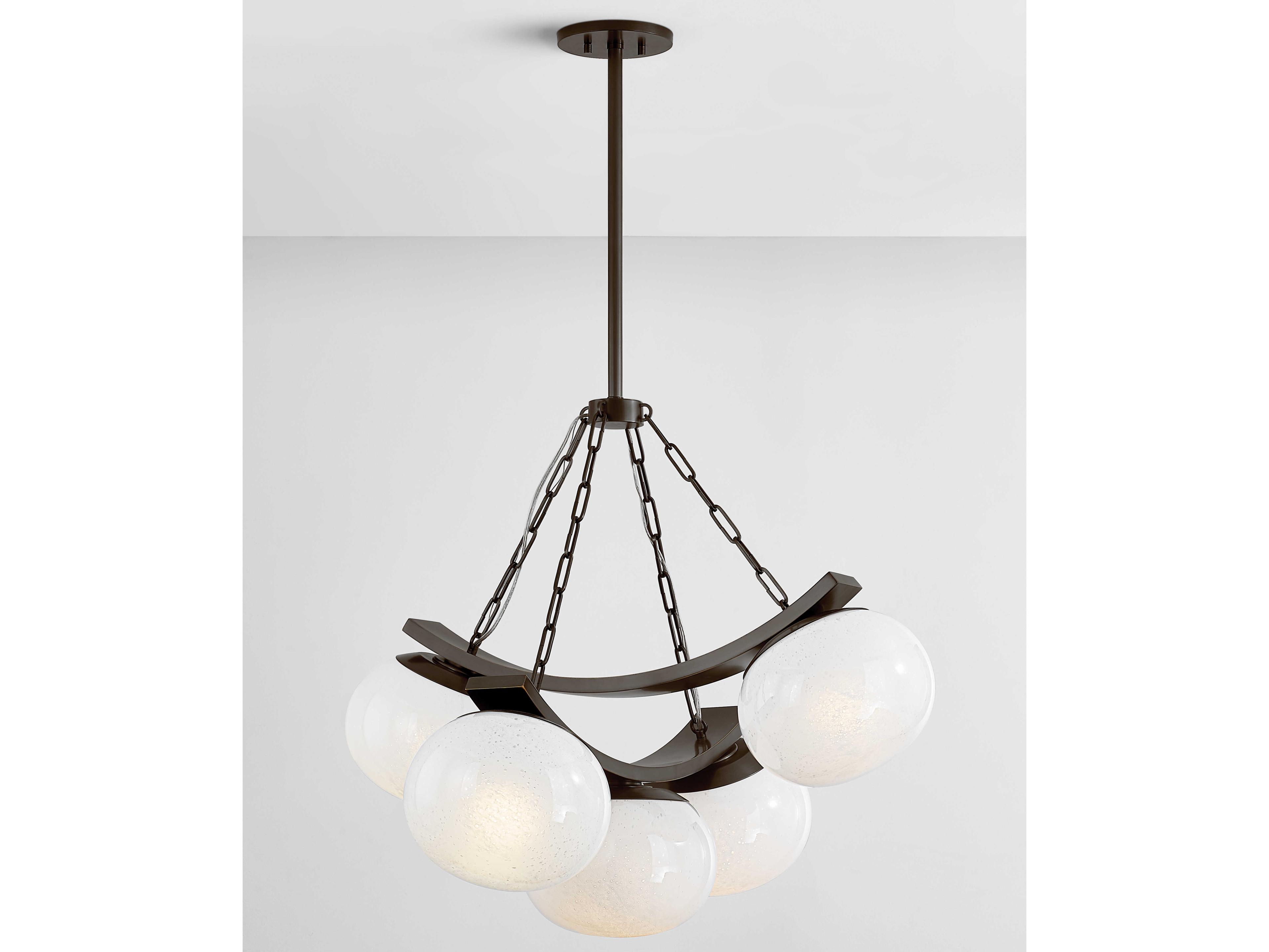 Hudson Valley Duxbury 5-Light Distressed Bronze Black Globe Chandelier
