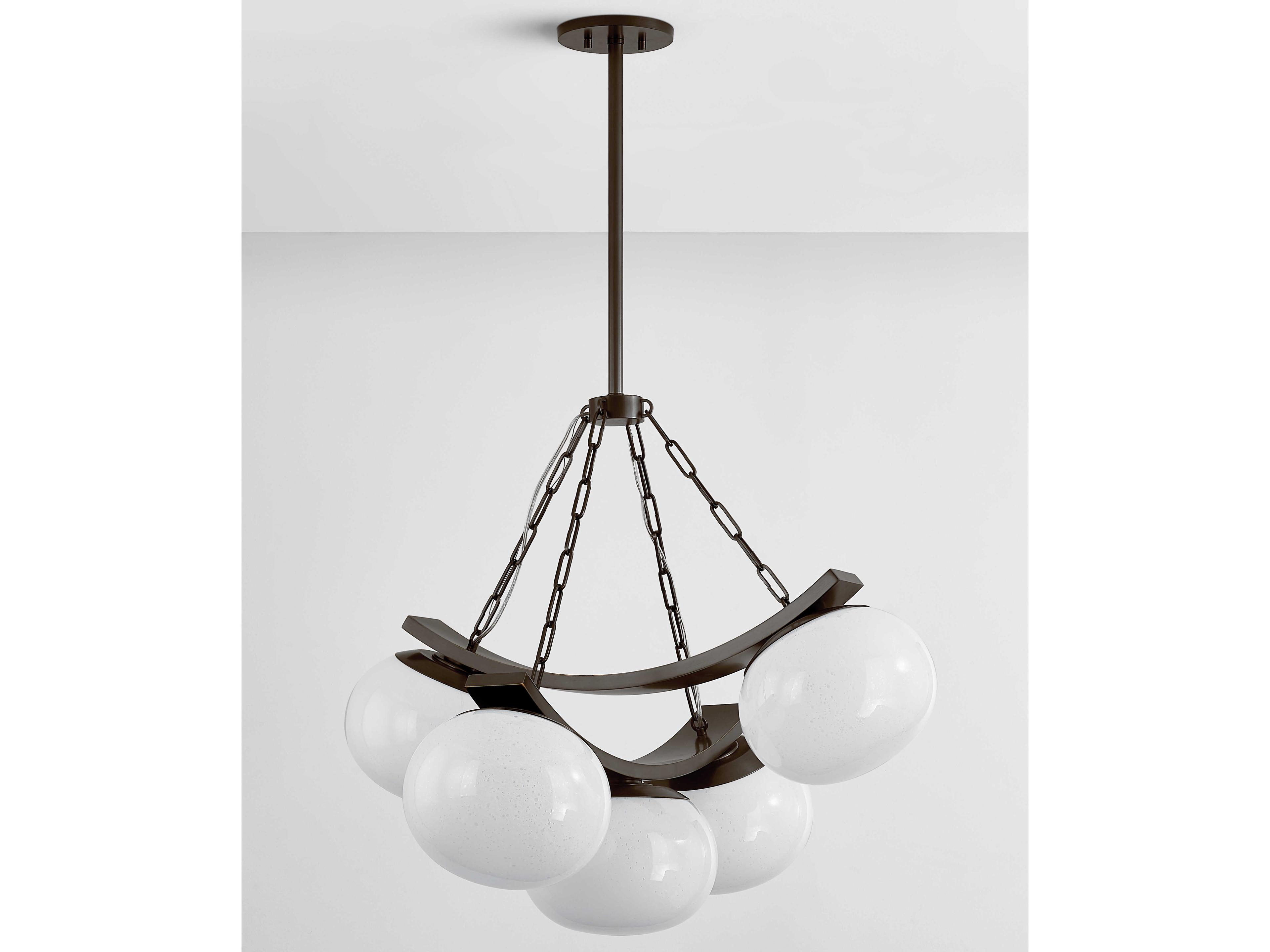 Hudson Valley Duxbury 5-Light Distressed Bronze Black Globe Chandelier