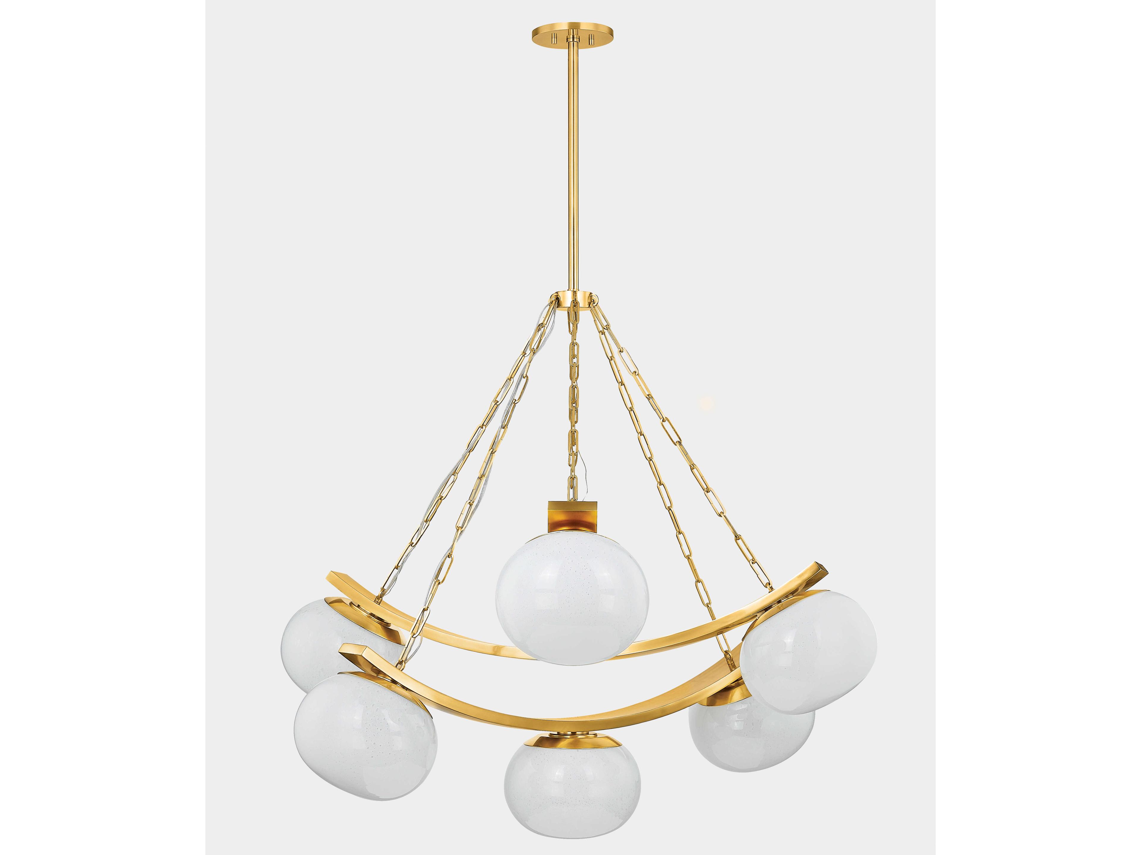 Hudson Valley Duxbury 7-Light Aged Brass Globe Chandelier