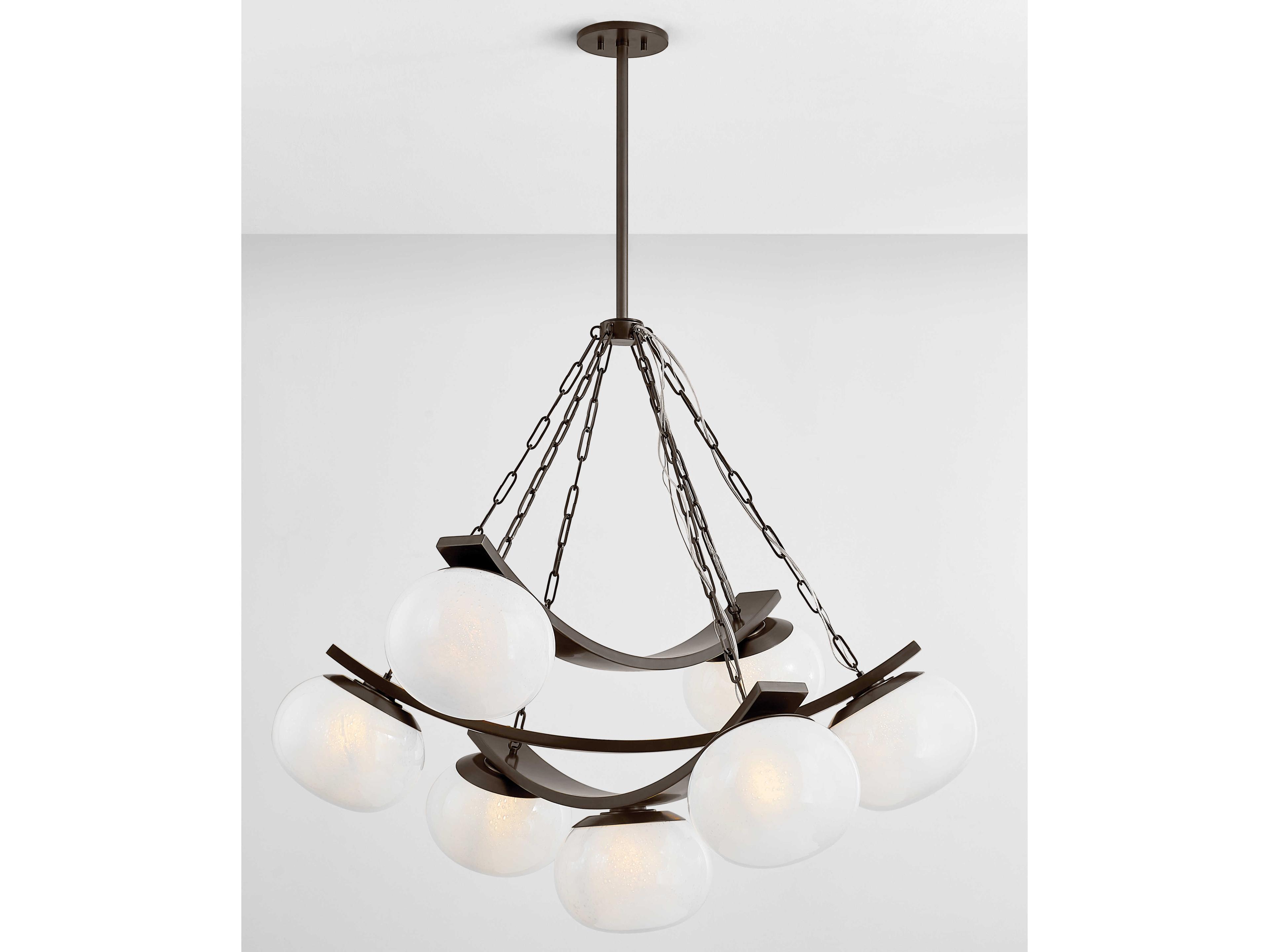 Hudson Valley Duxbury 7-Light Distressed Bronze Black Globe Chandelier