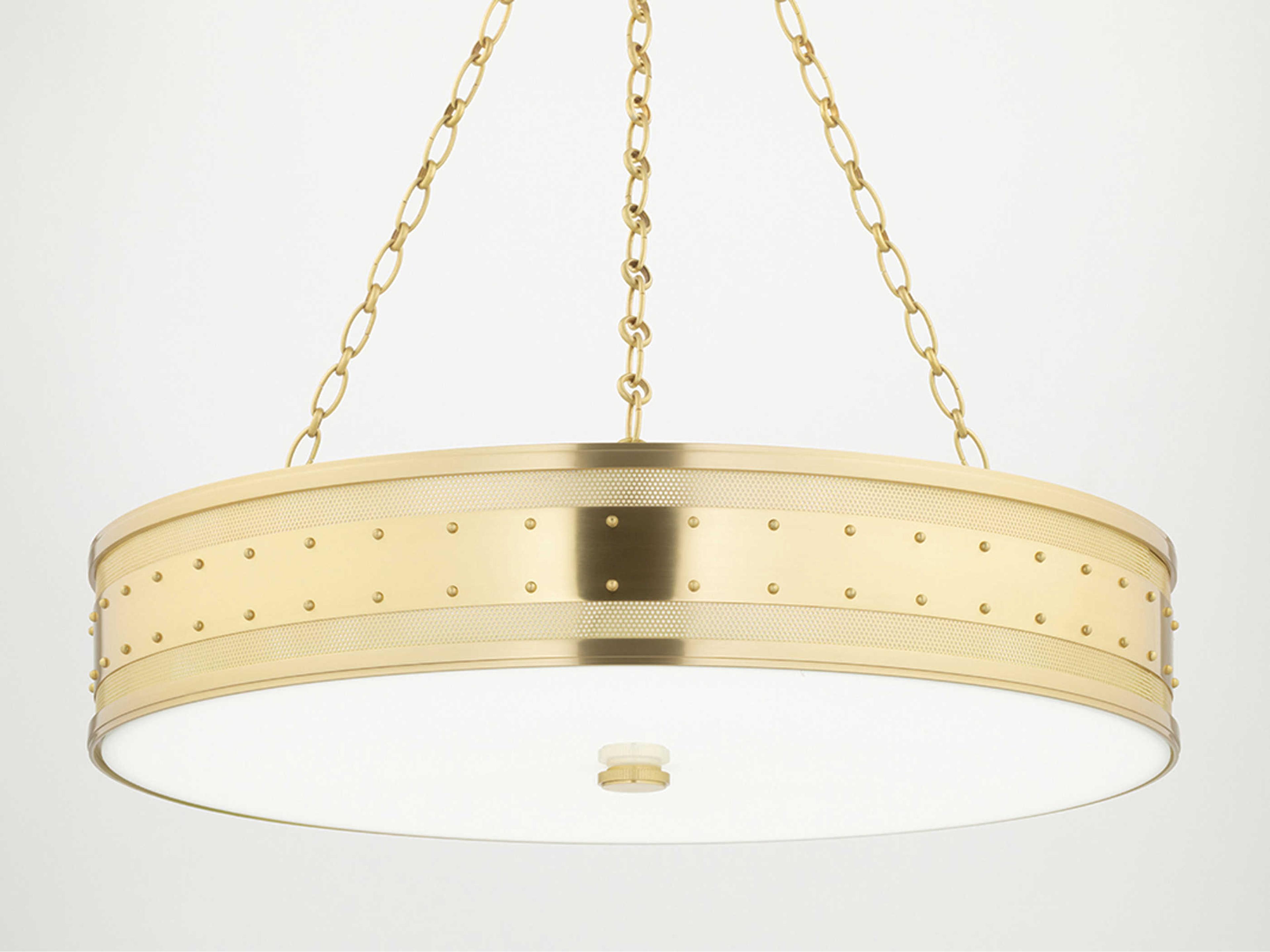 Hudson Valley Gaines 6-Light Aged Brass Glass LED Drum Pendant