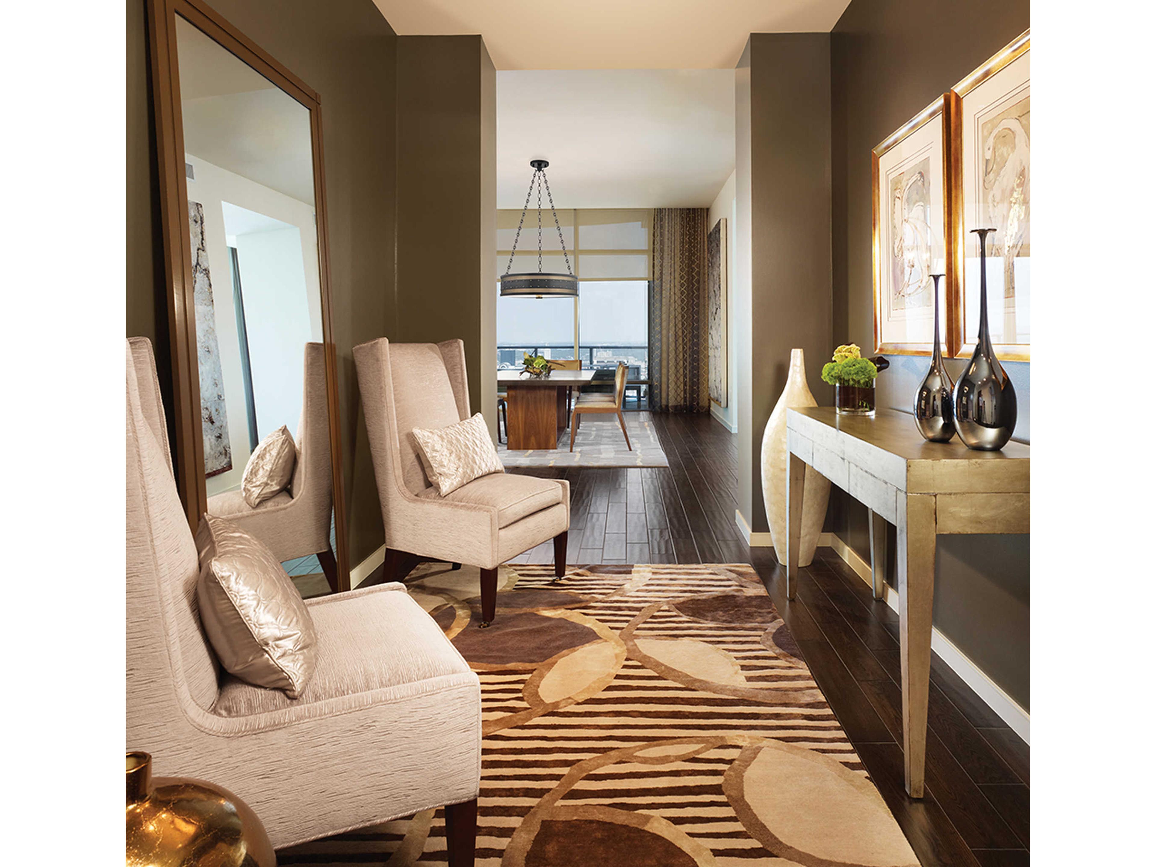 Hudson Valley Gaines 6-Light Aged Old Bronze Glass LED Drum Pendant