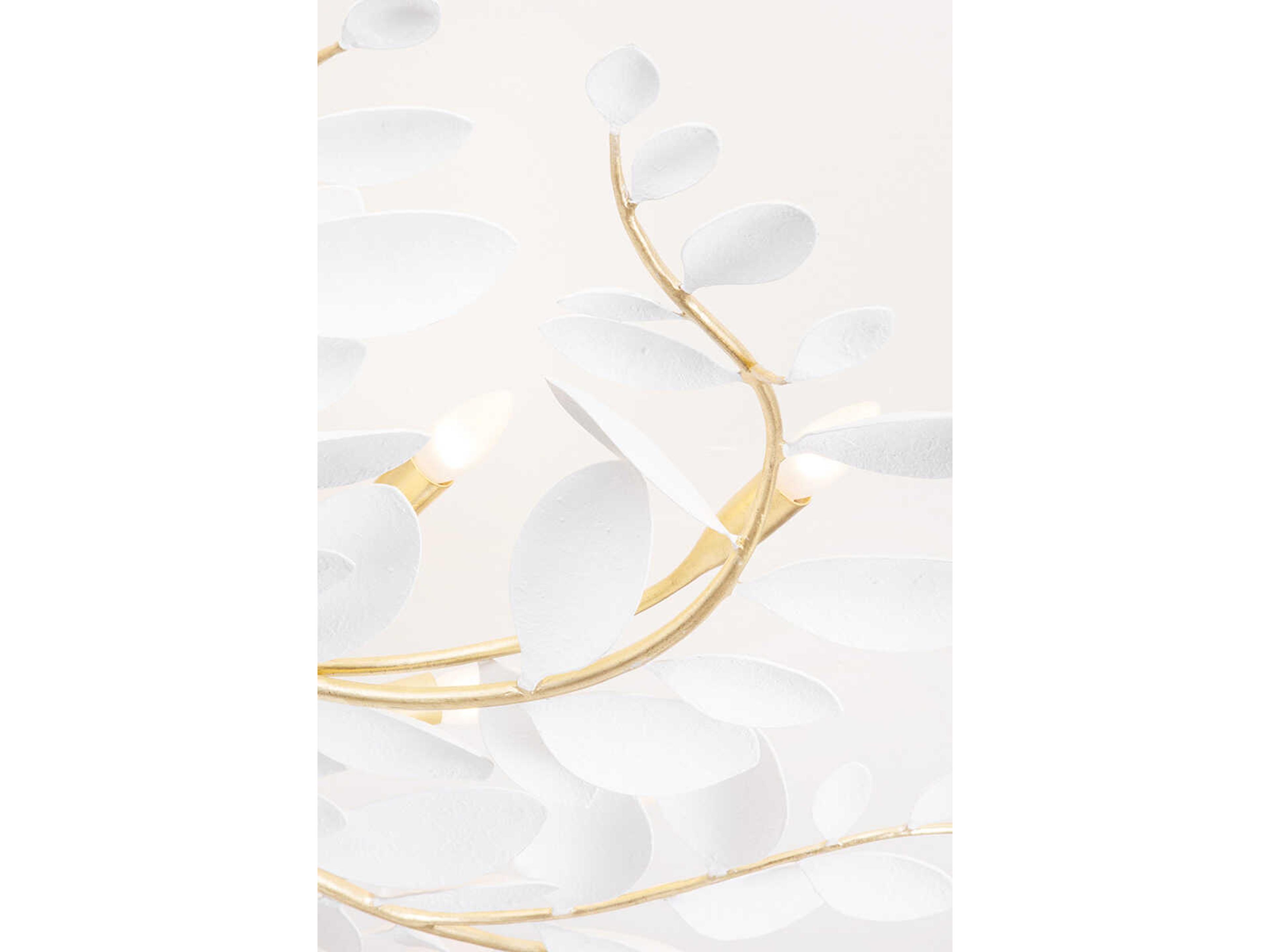 Hudson Valley Marabec 12-Light Vintage Gold Leaf White Plaster Semi Flush Mount