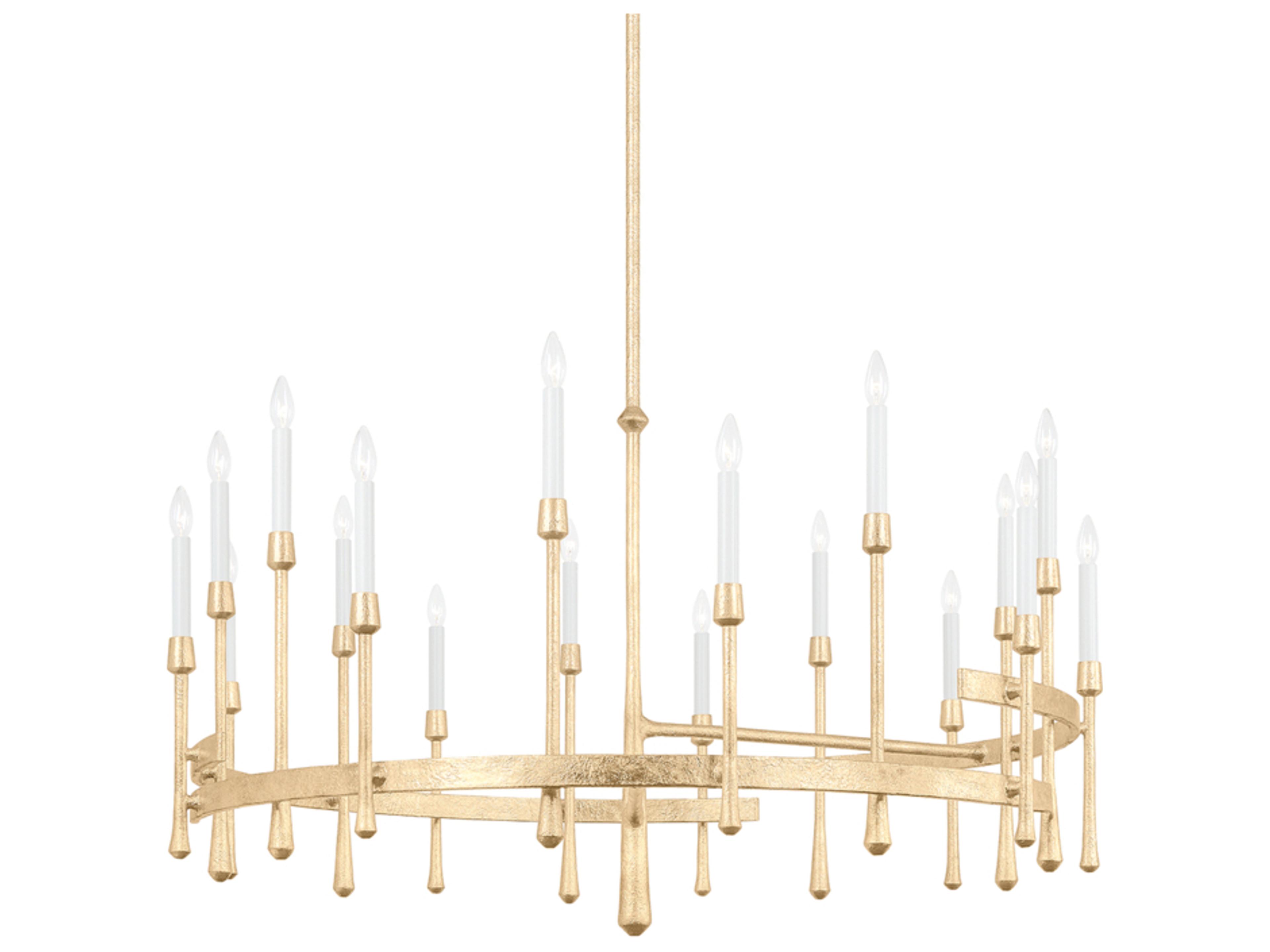 Hathaway 18-Light8-Light Vintage Gold Leaf Candelabra Chandelier