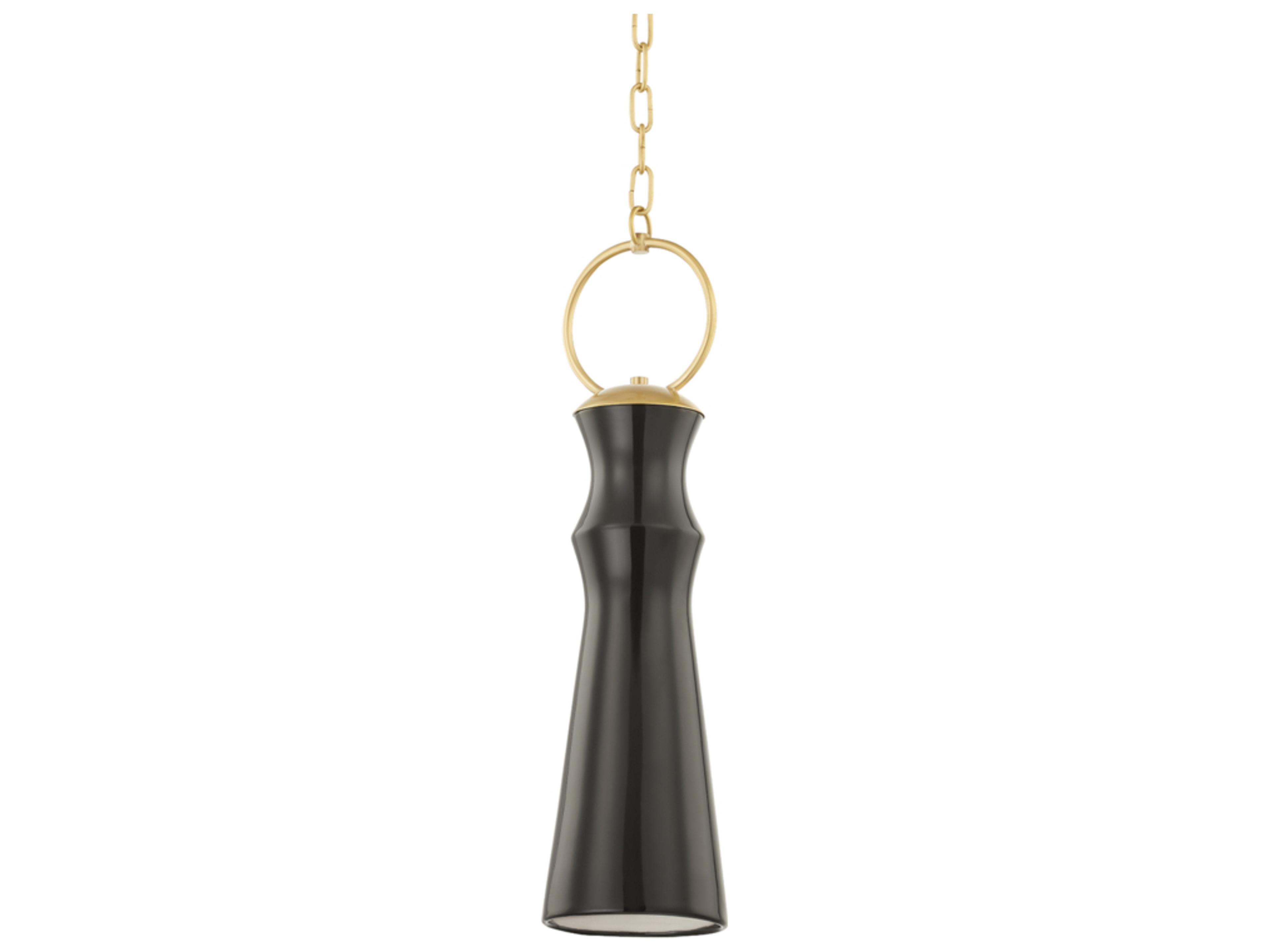 Borden 1-Light Aged Brass Black Mini Pendant