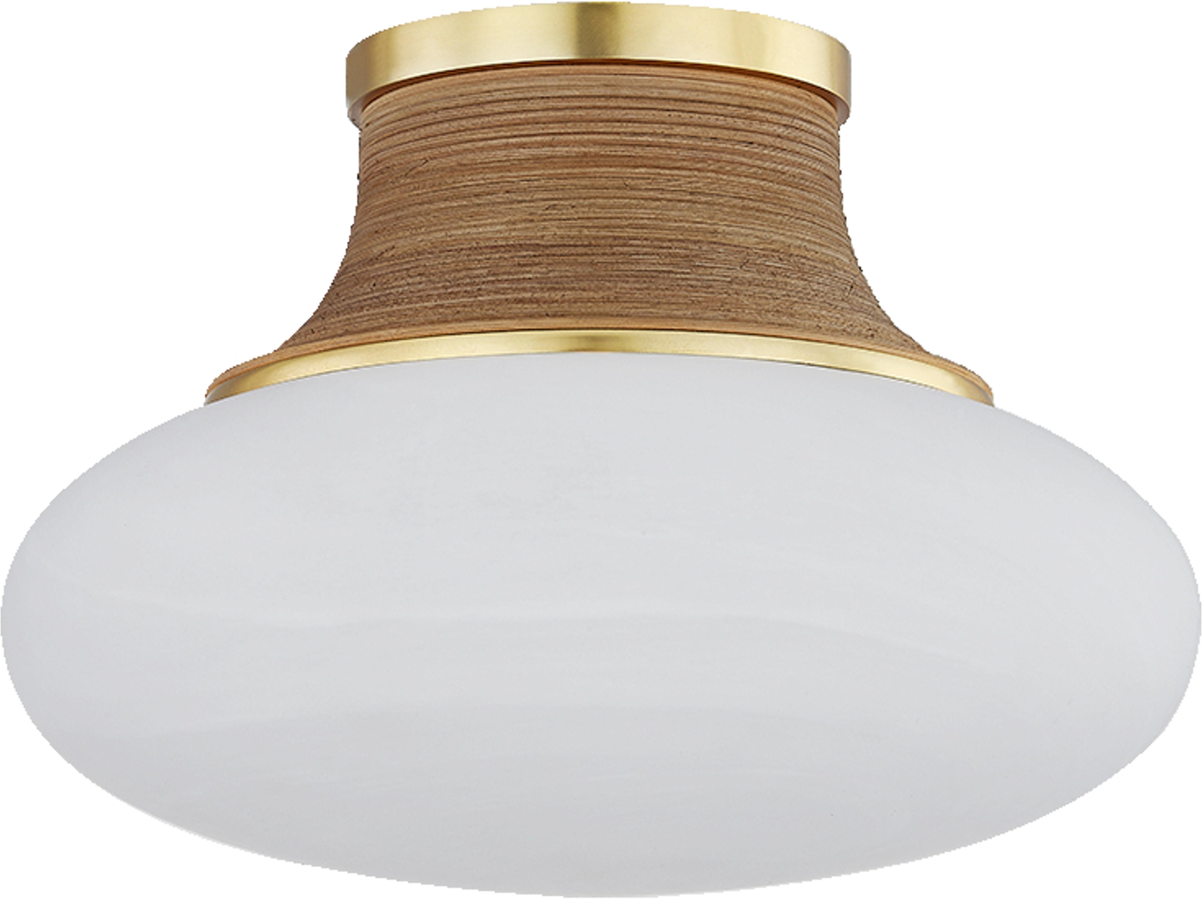 Pearl River 1-Light Aged Brass Round Semi Flush Mount