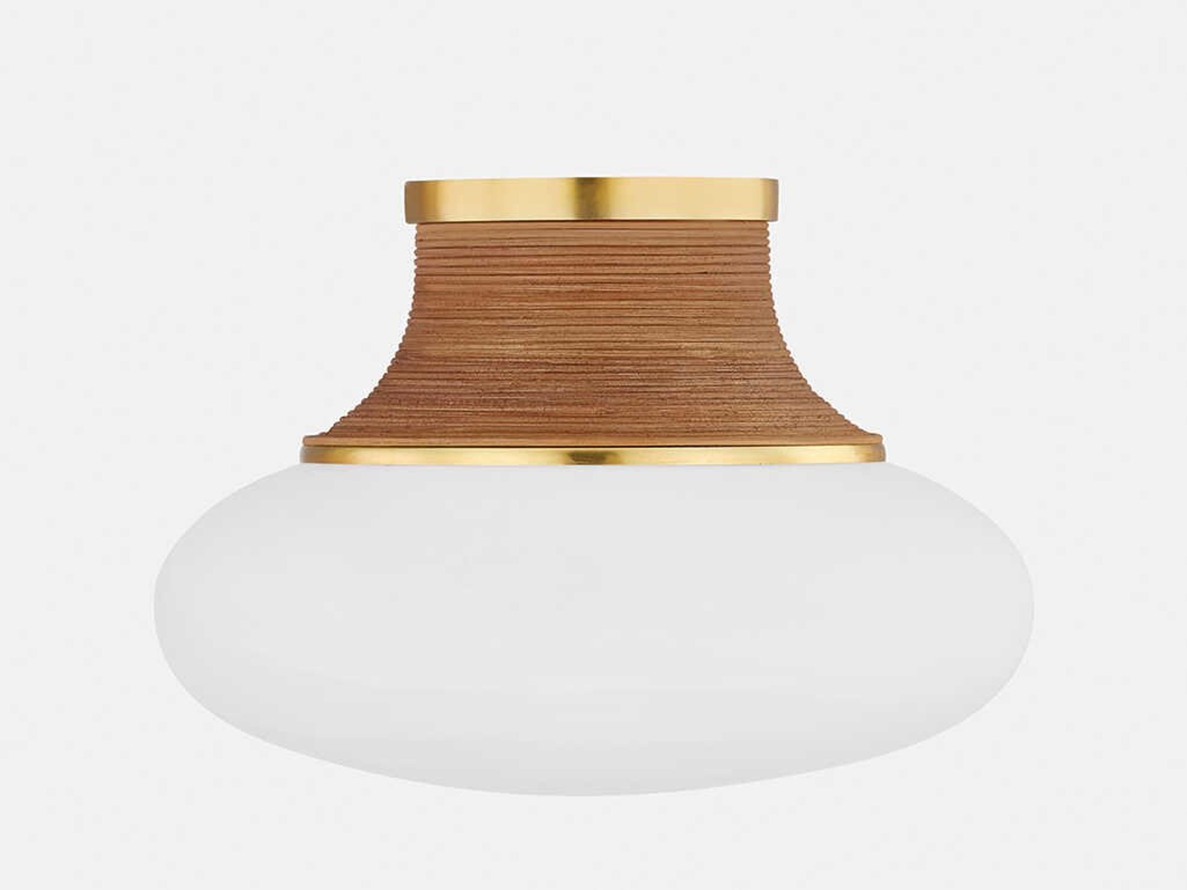 Hudson Valley Pearl River 1-Light Aged Brass Round Semi Flush Mount