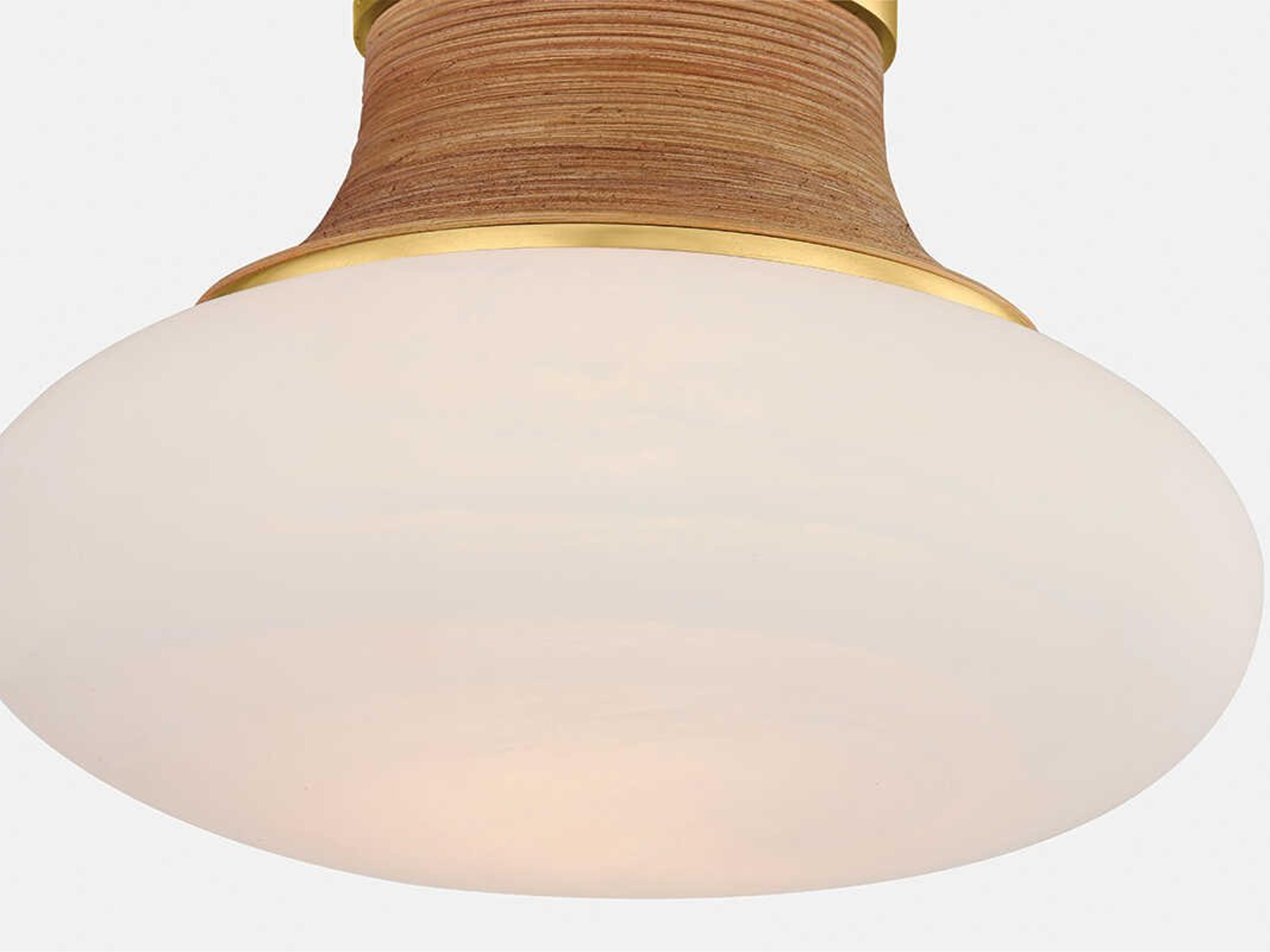 Hudson Valley Pearl River 1-Light Aged Brass Round Semi Flush Mount