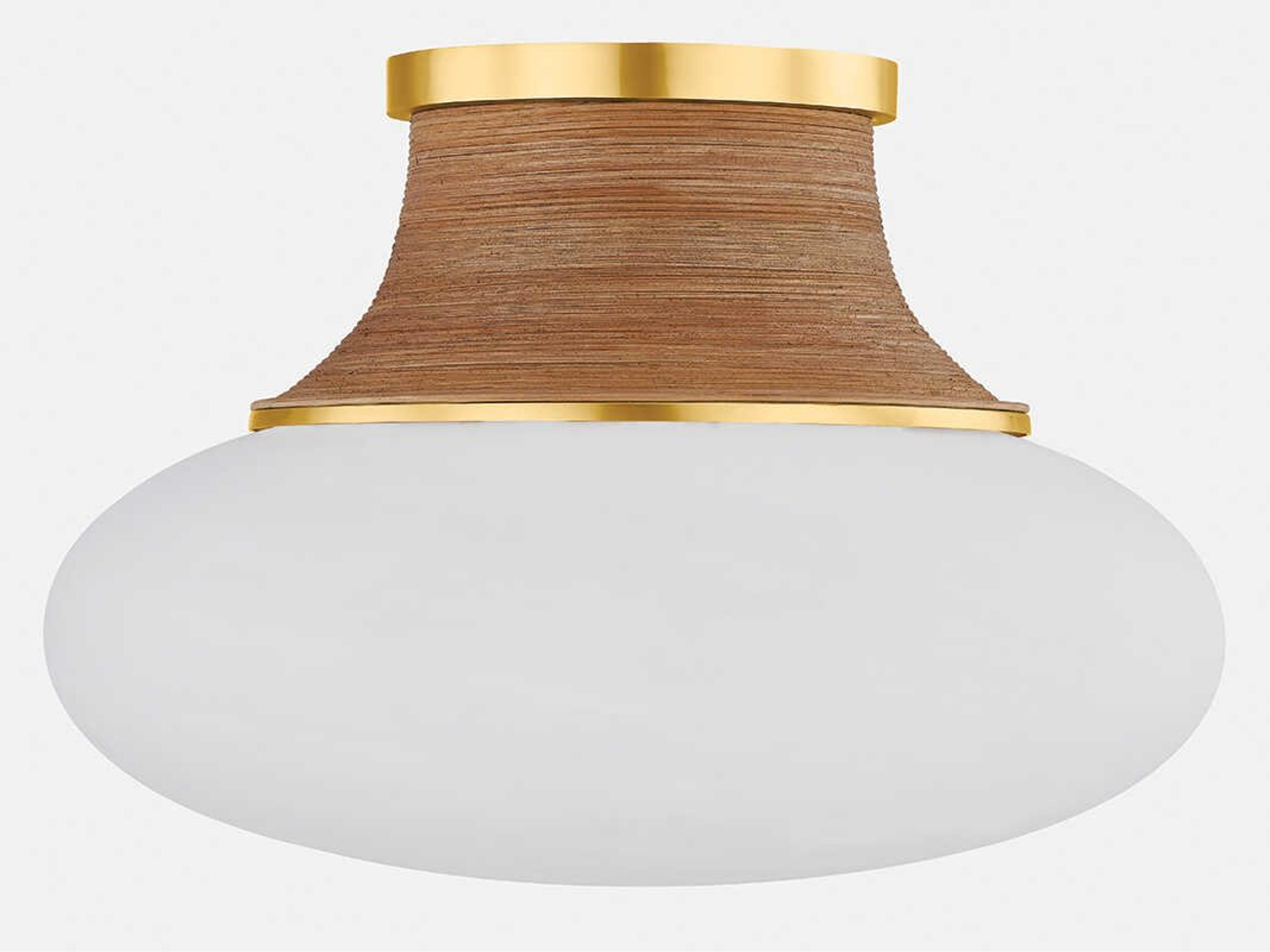 Hudson Valley Pearl River 1-Light Aged Brass Round Semi Flush Mount
