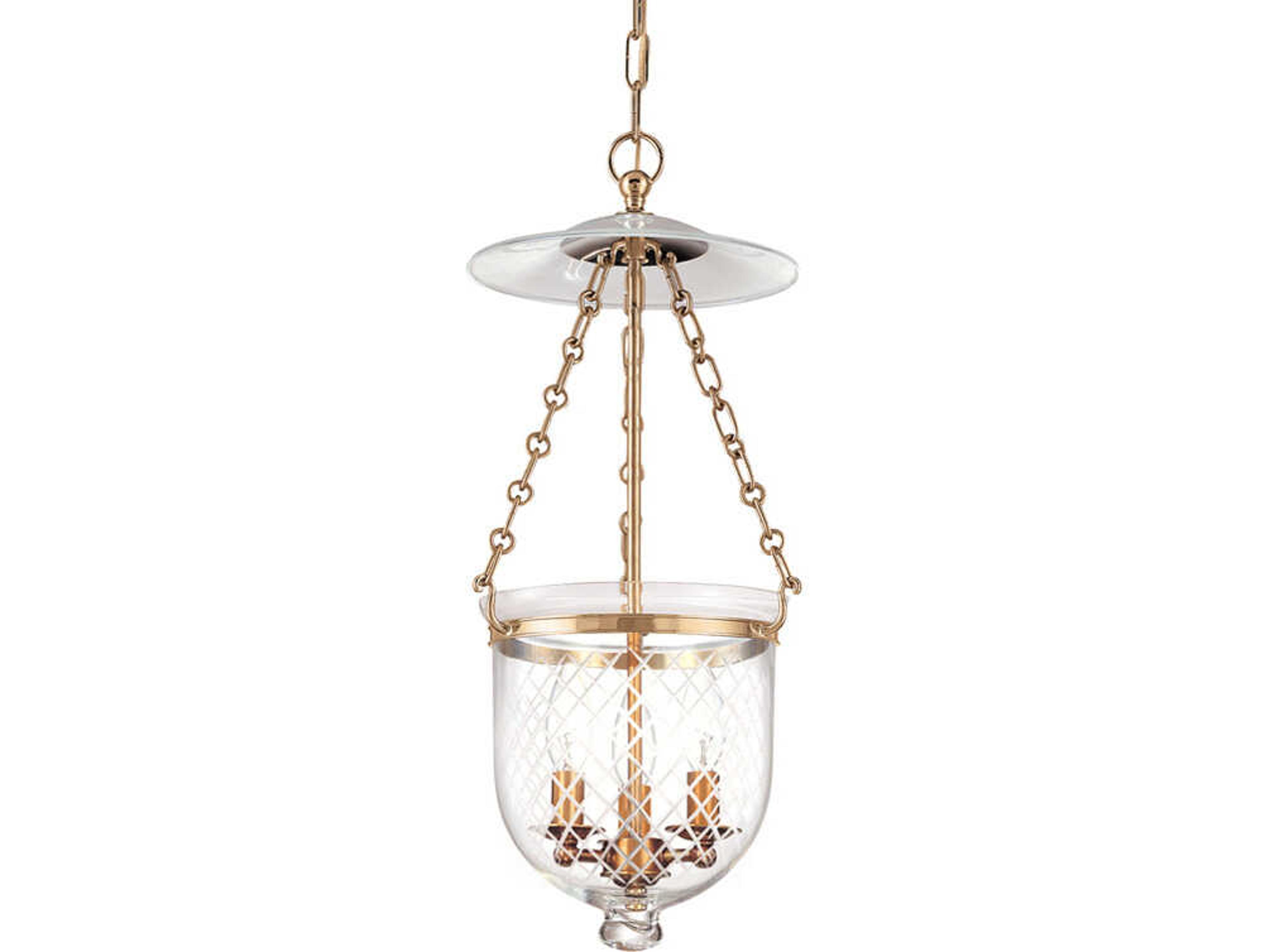 Hampton 3-Light Aged Brass Glass Traditional Pendant