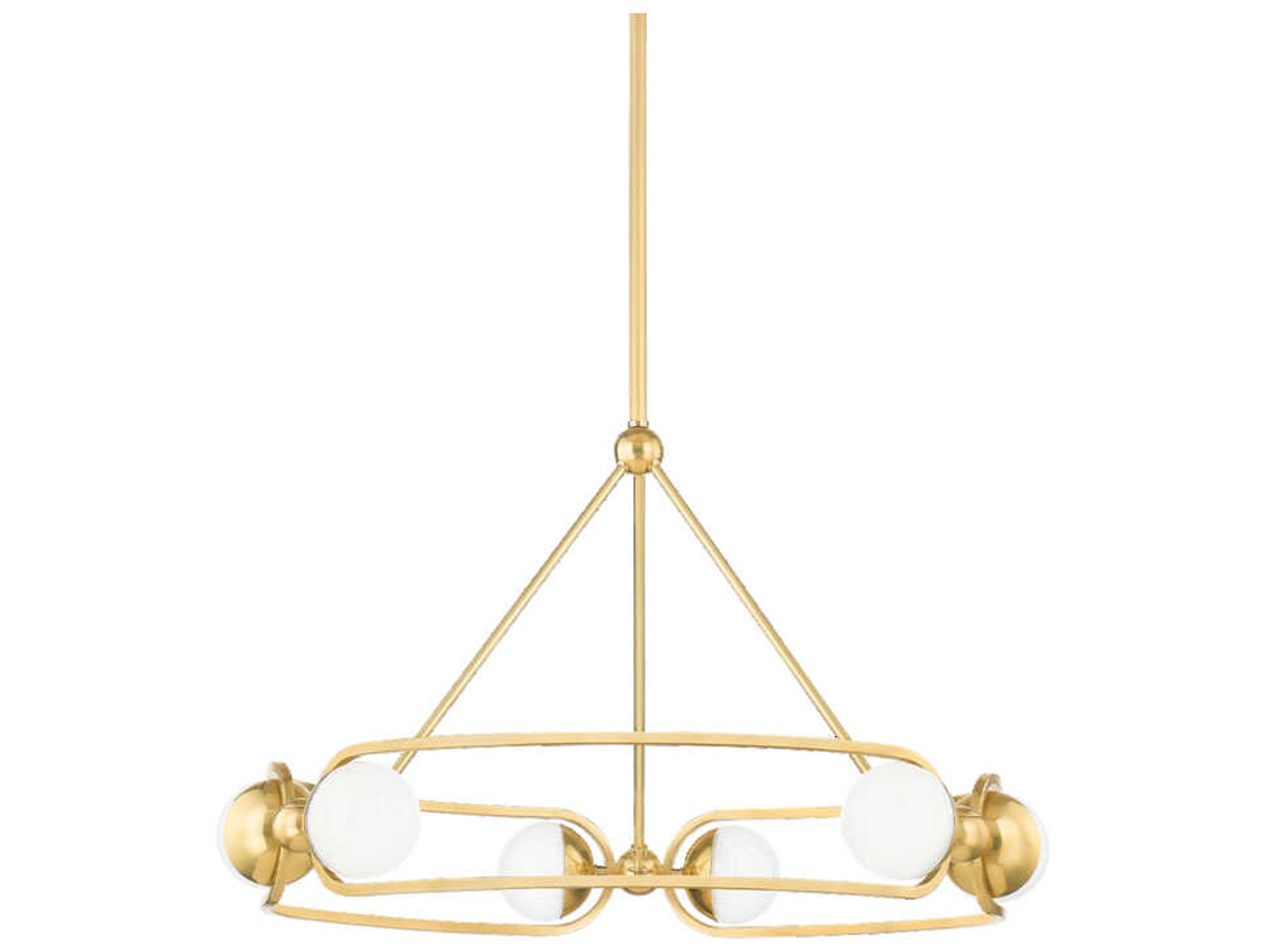 Hartford 6-Light Aged Brass Glass LED Globe Chandelier