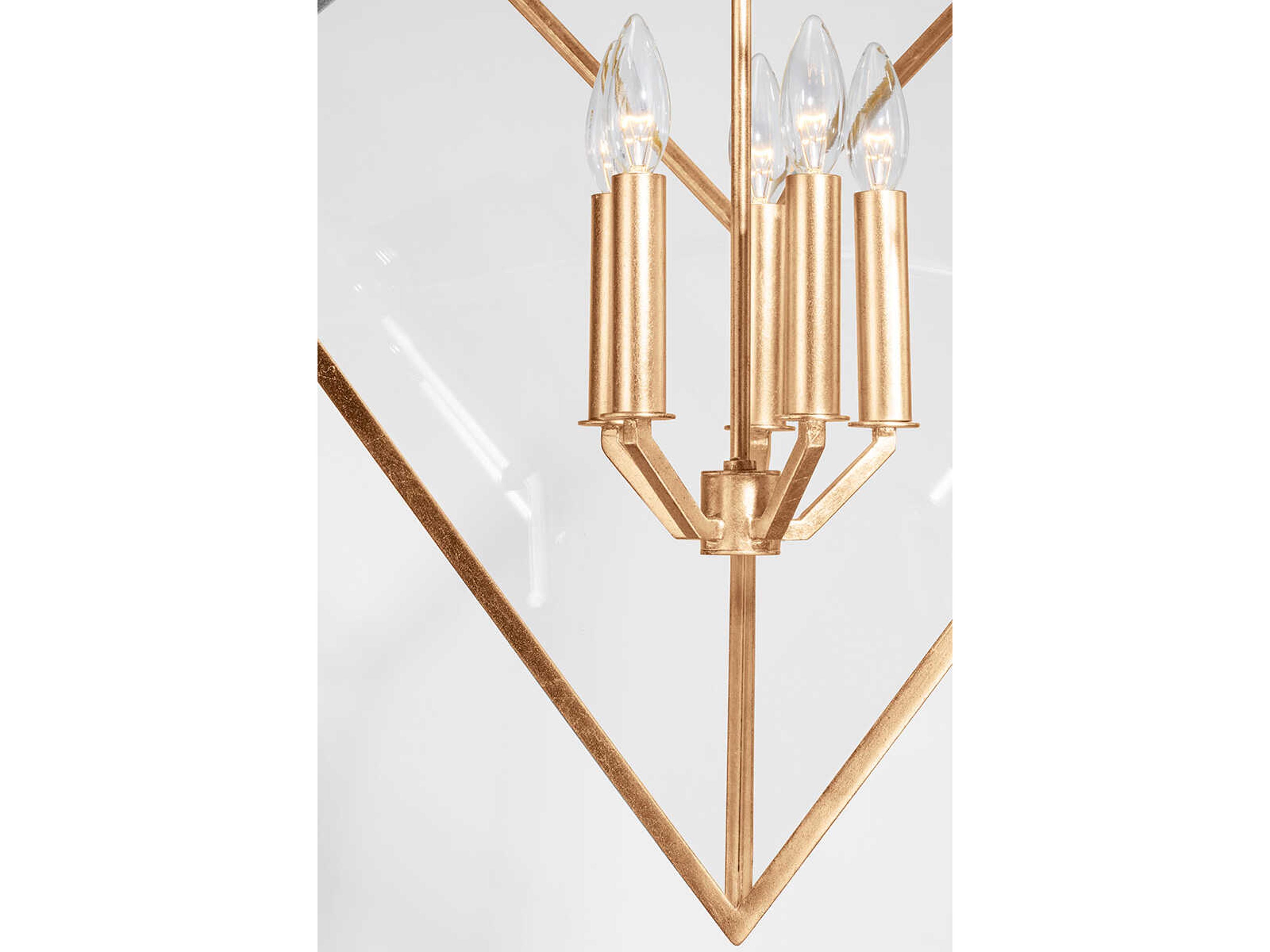 Hudson Valley Brookfield 5-Light Vintage Gold Leaf Glass Geometric Pendant