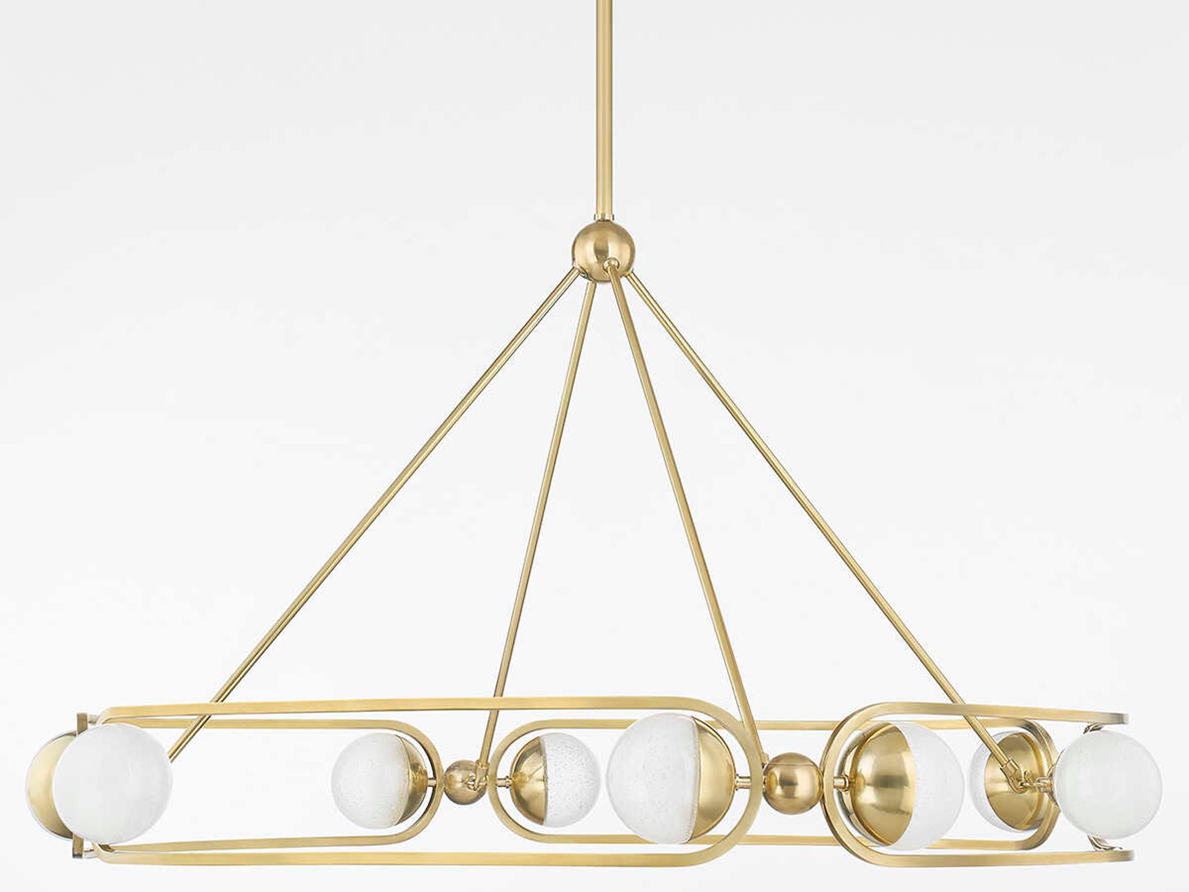 Hudson Valley Hartford 8-Light Aged Brass Glass LED Globe Chandelier