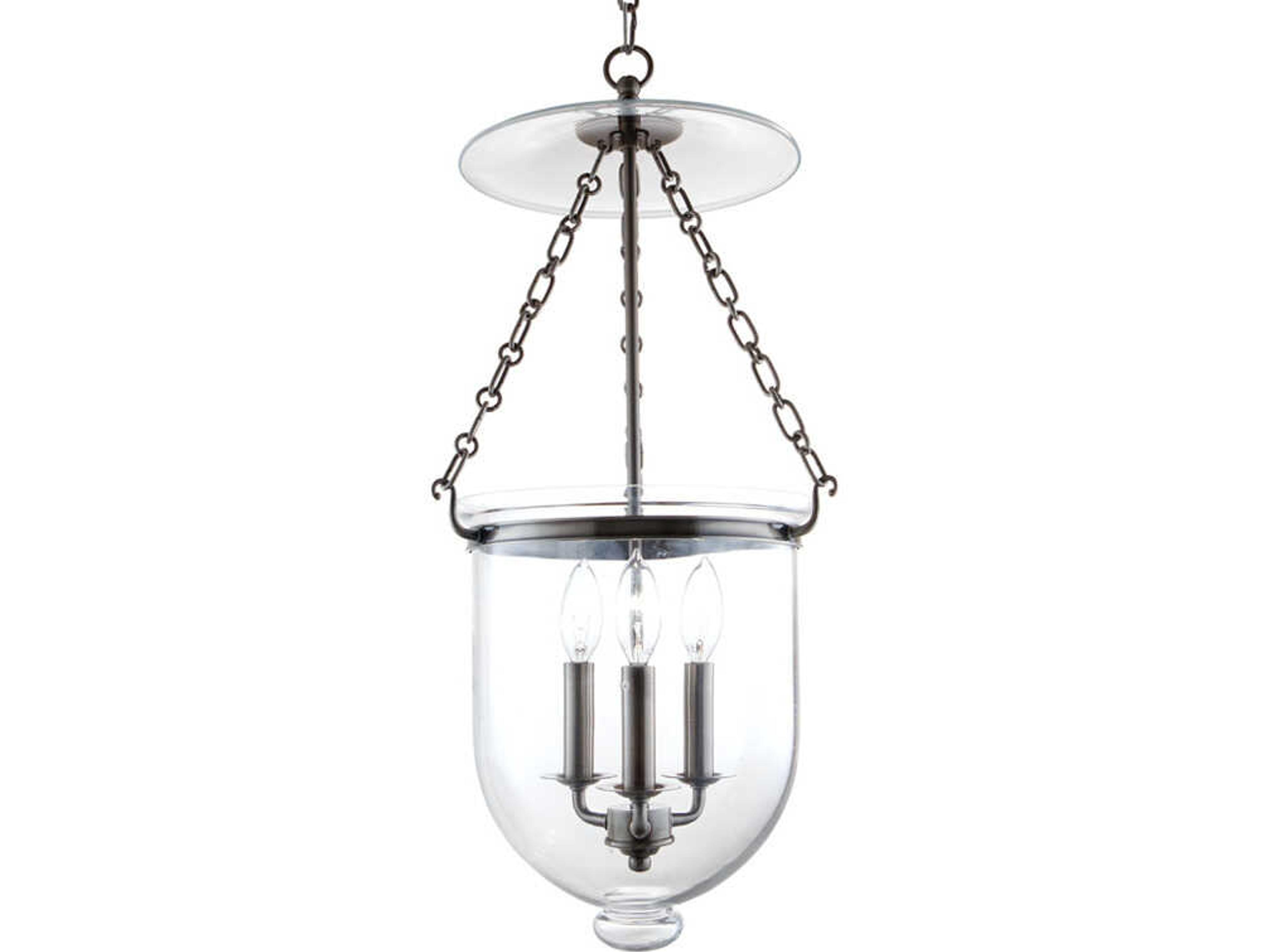 Hampton 3-Light Historic Nickel Clear Glass Traditional Mini Pendant