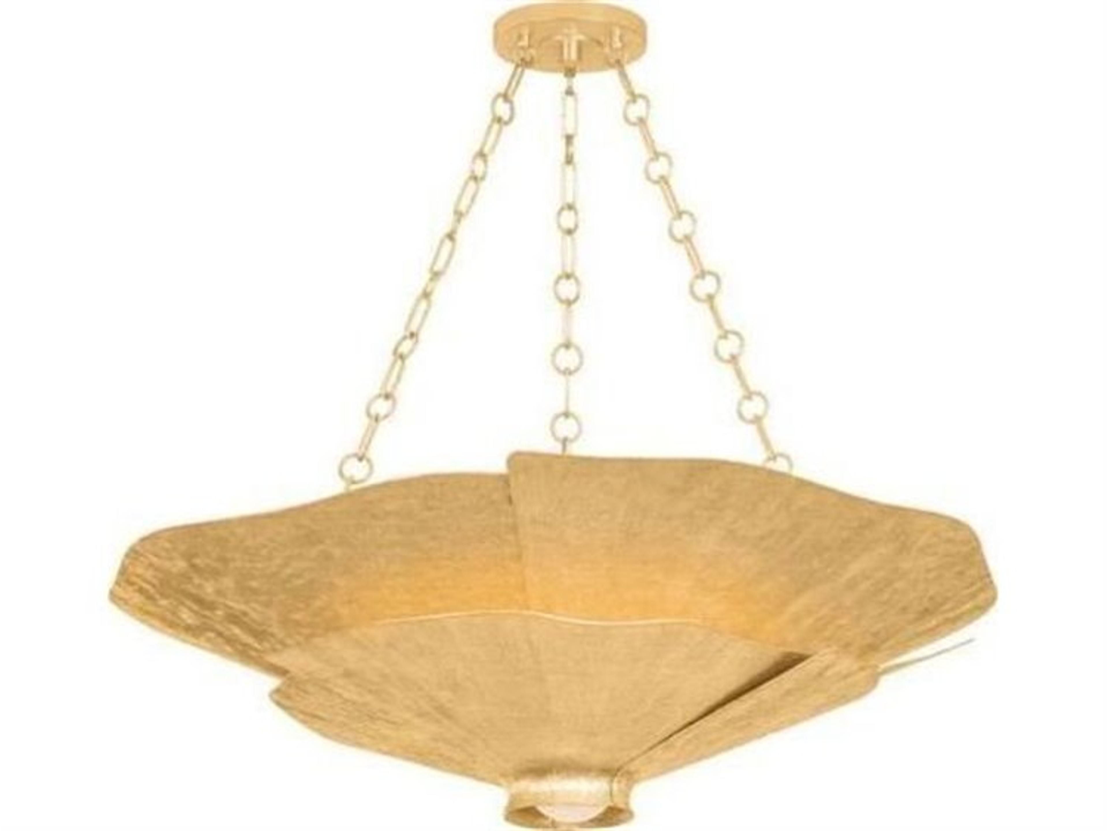 Spring 5-Light Vintage Gold Leaf Traditional Bowl Pendant