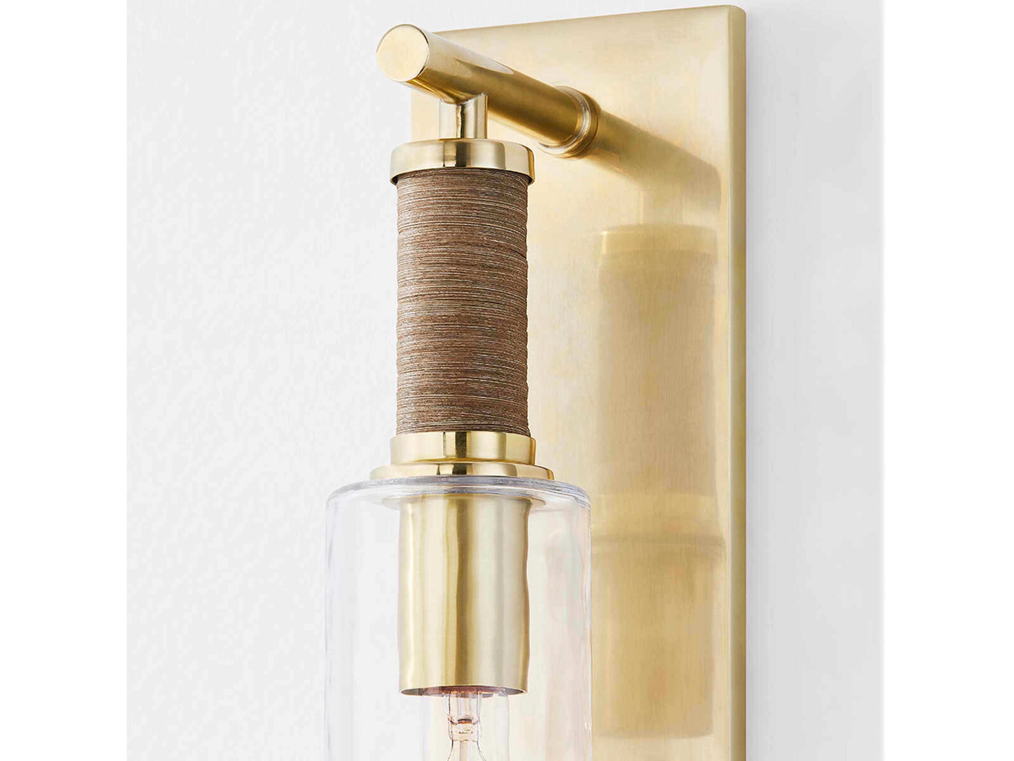 Hudson Valley Eastchester 1-Light Aged Brass Glass Wall Sconce