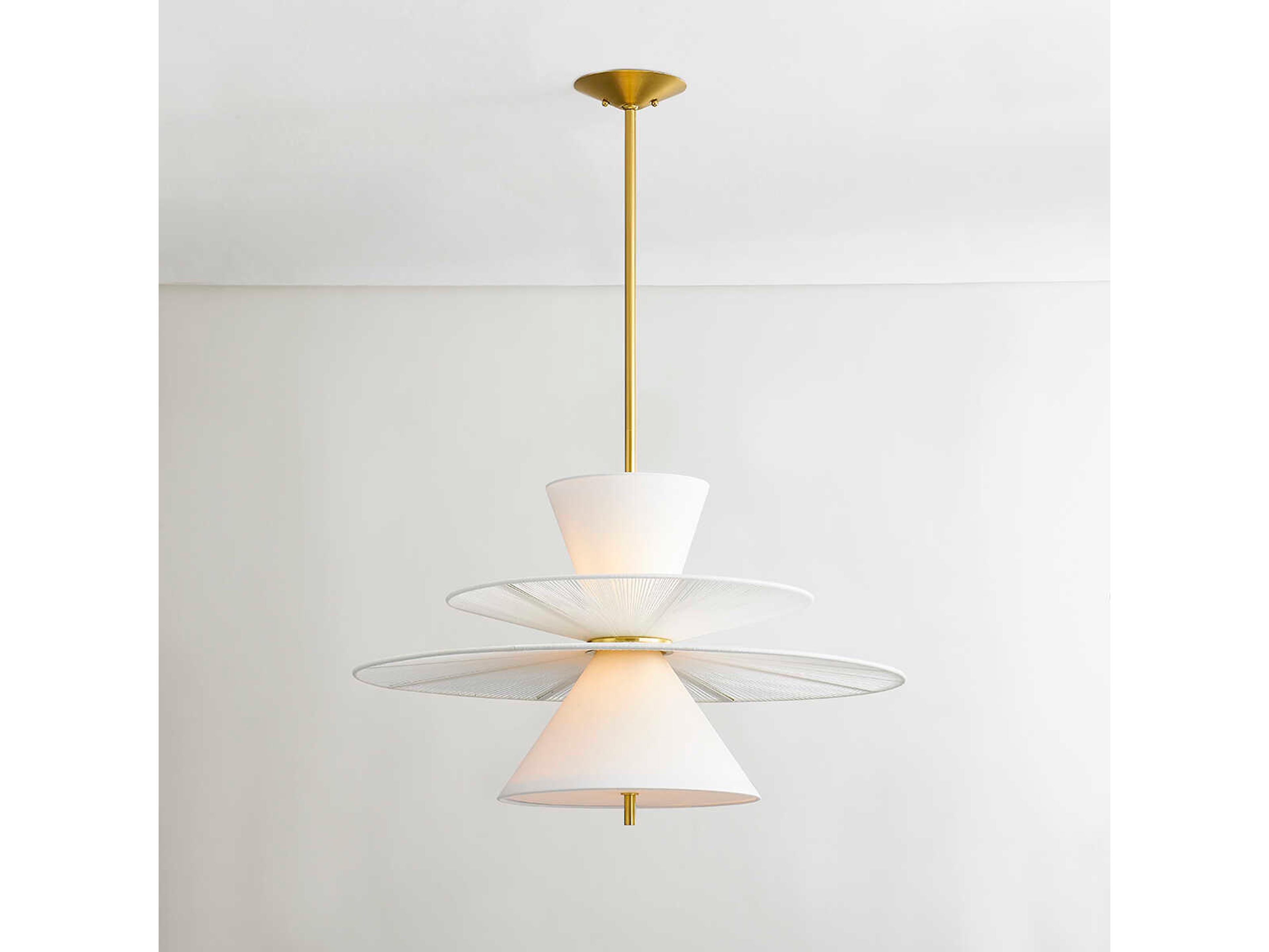 Hudson Valley Esperance 2-Light Aged Brass White Geometric Pendant