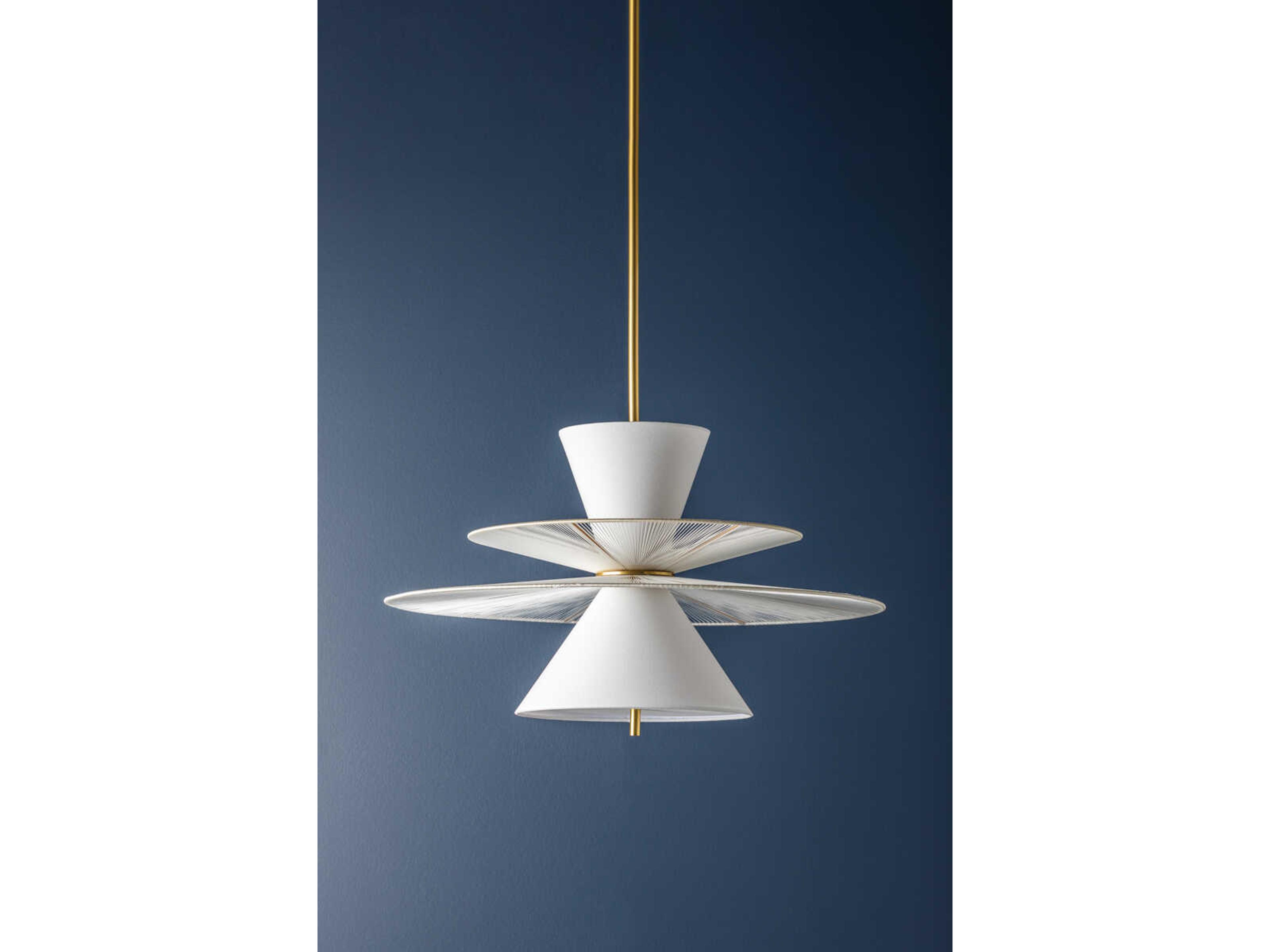 Hudson Valley Esperance 2-Light Aged Brass White Geometric Pendant