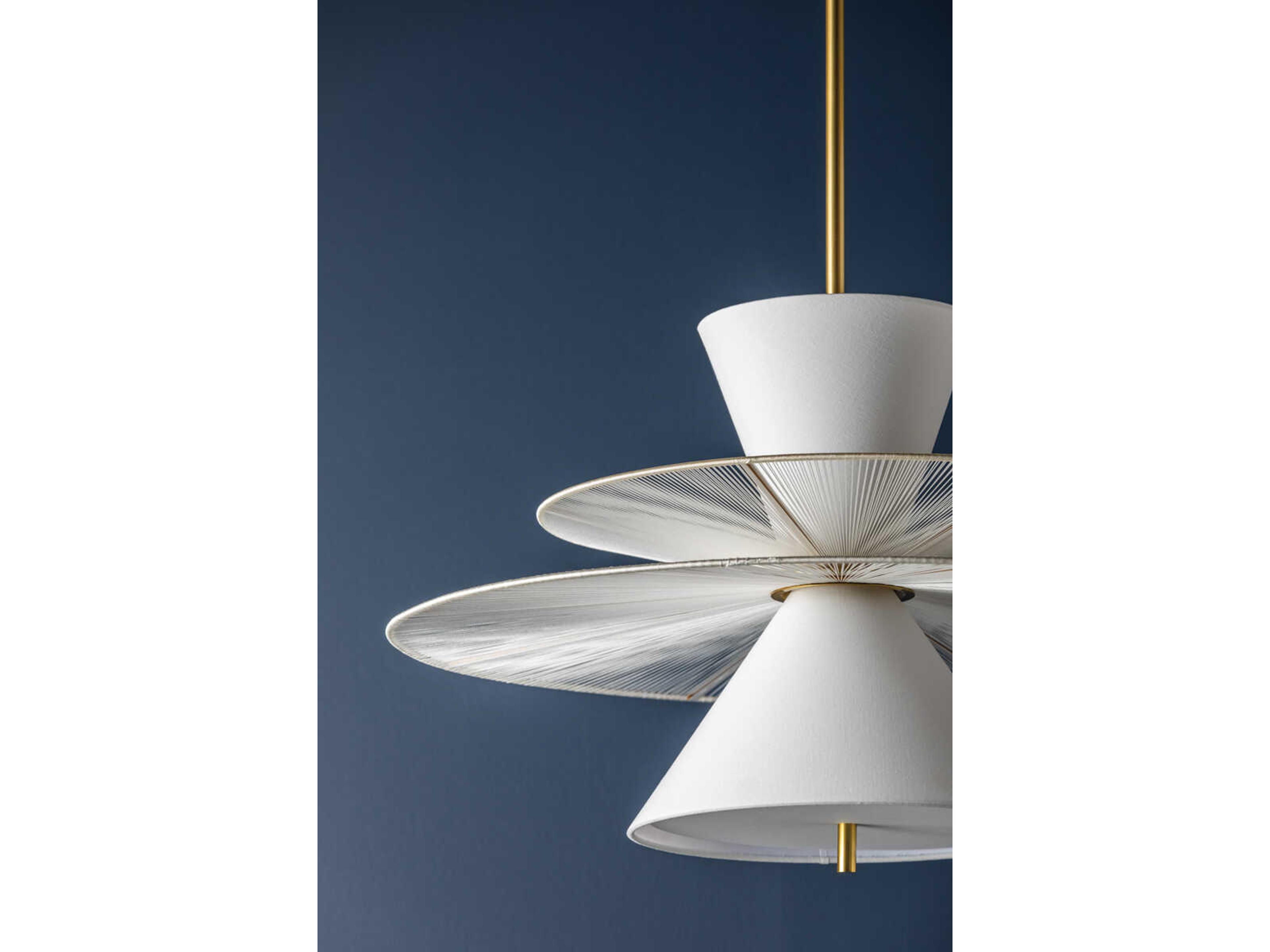 Hudson Valley Esperance 2-Light Aged Brass White Geometric Pendant