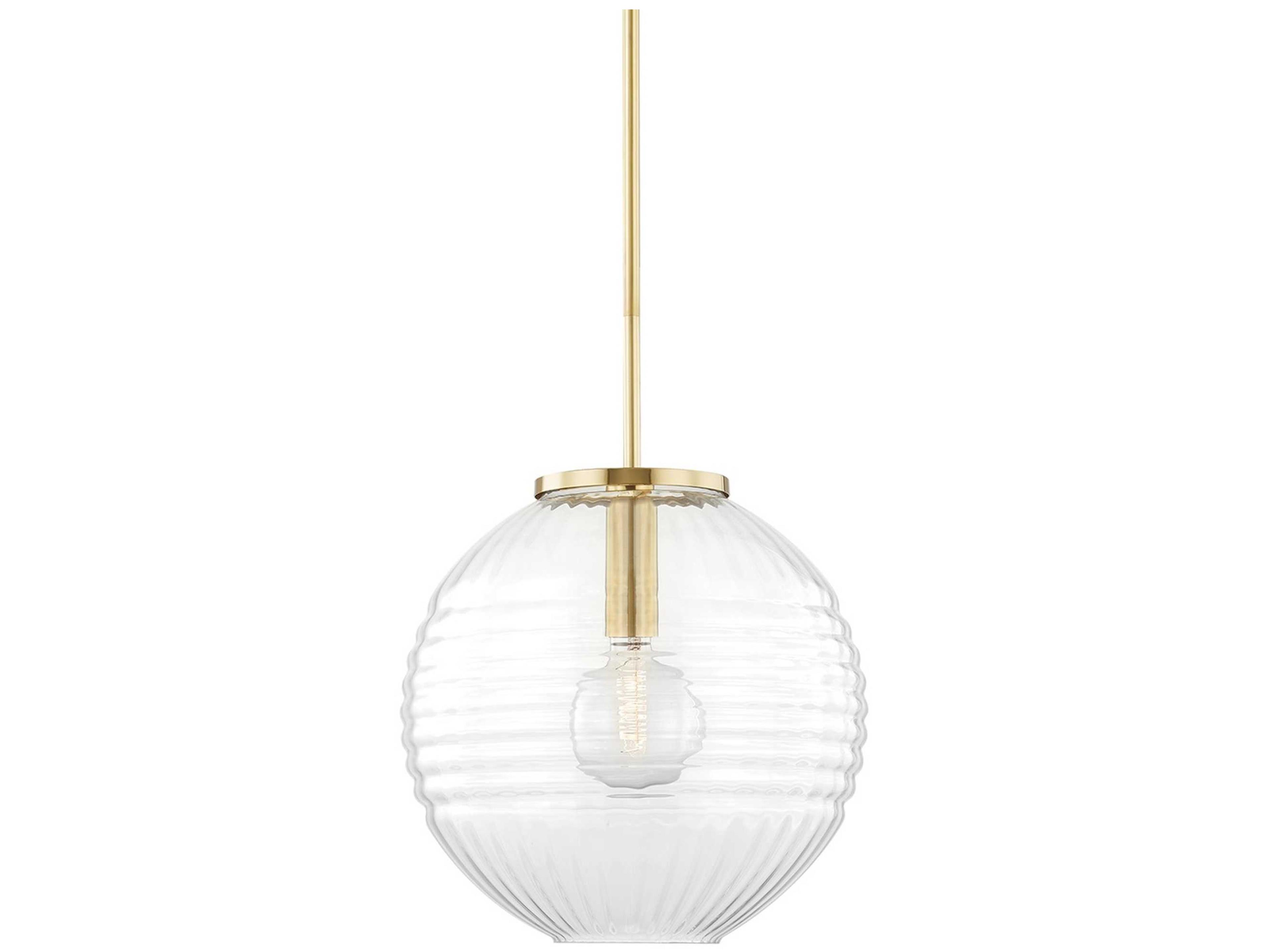 Bay Ridge 1-Light Aged Brass Glass Globe Pendant