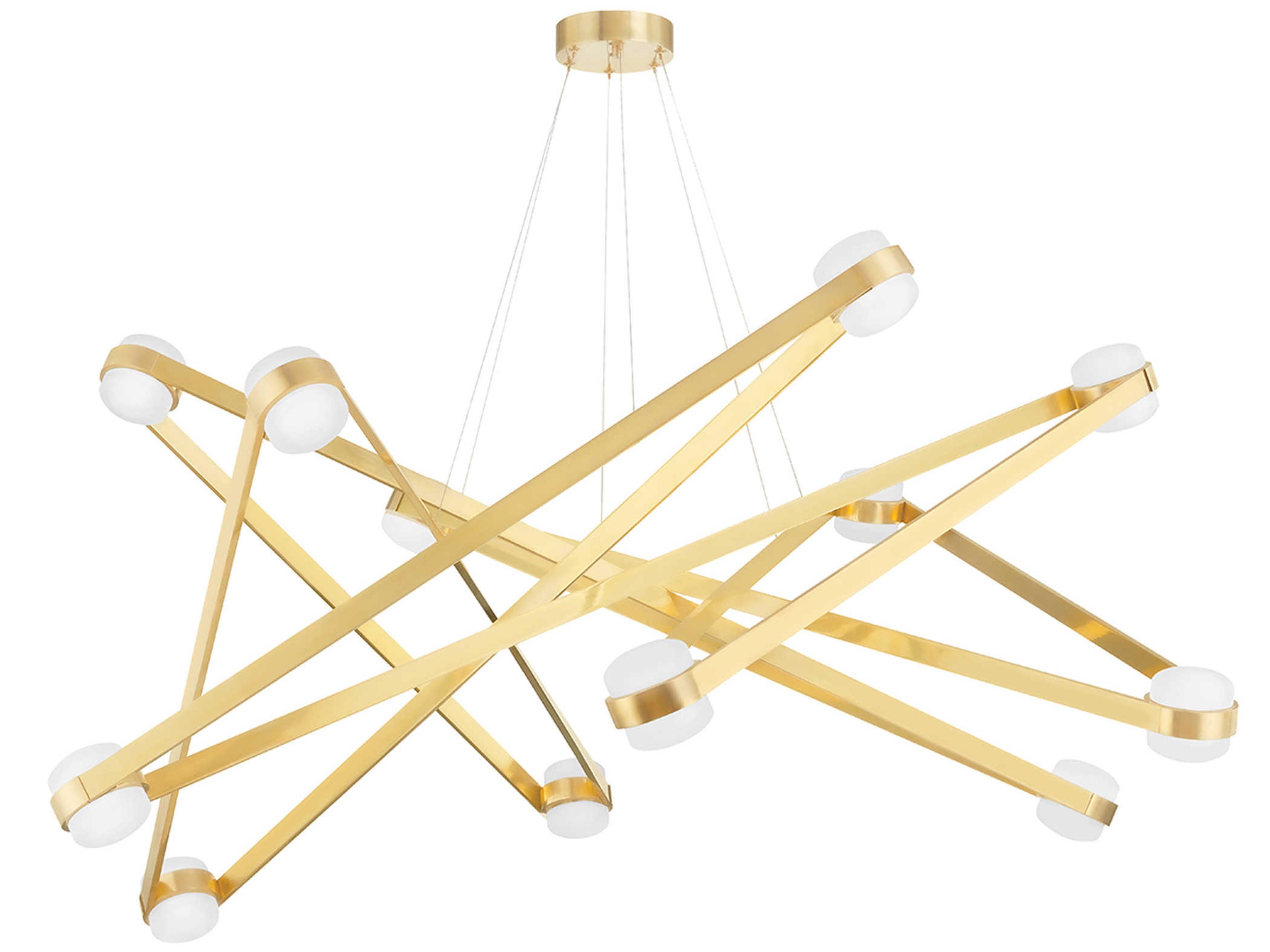 Hudson Valley Orbit 12-Light Aged Brass LED Candelabra Geometric Sputnik Chandelier