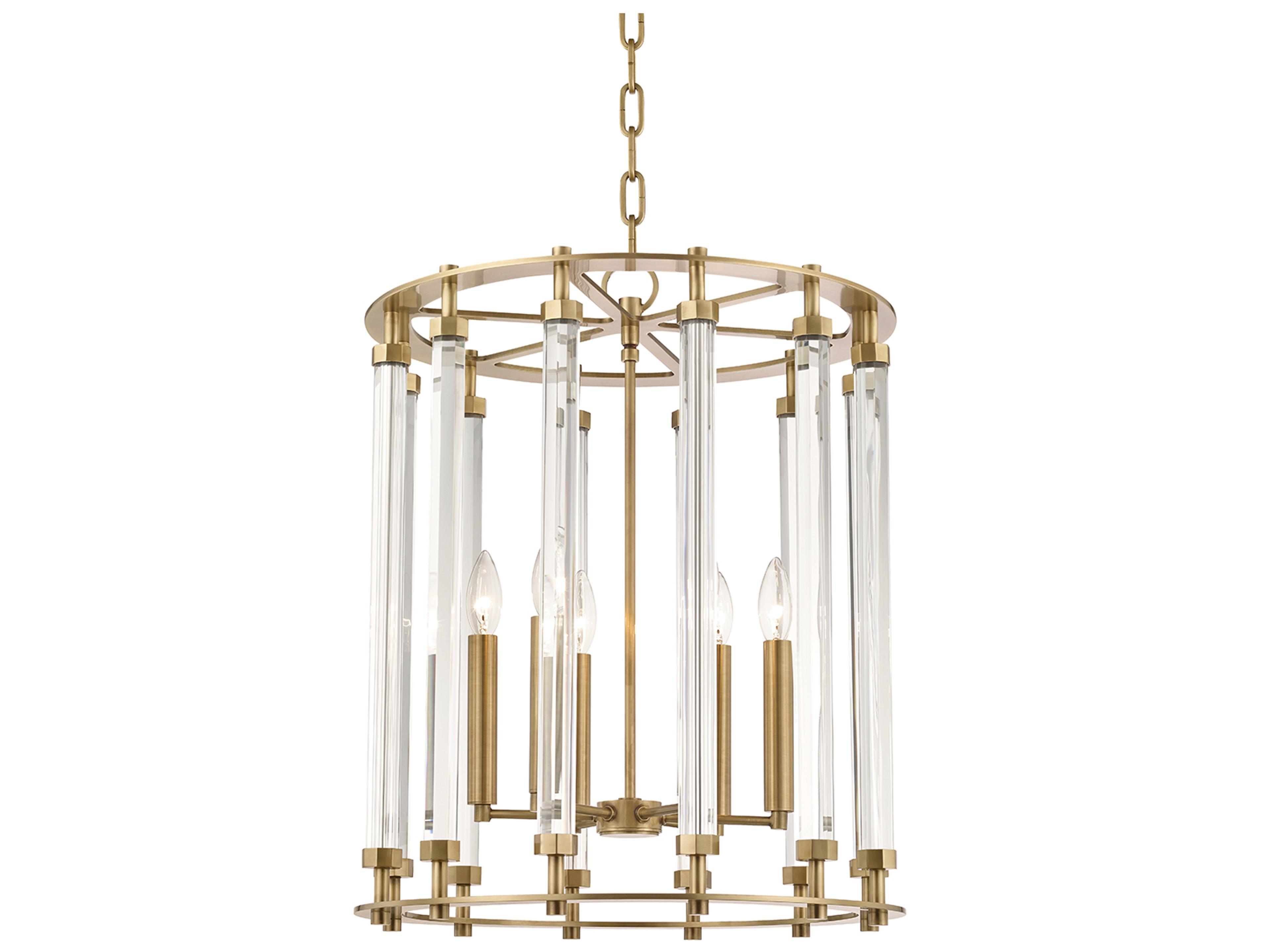 Haddon 6-Light Aged Brass Cylinder Pendant
