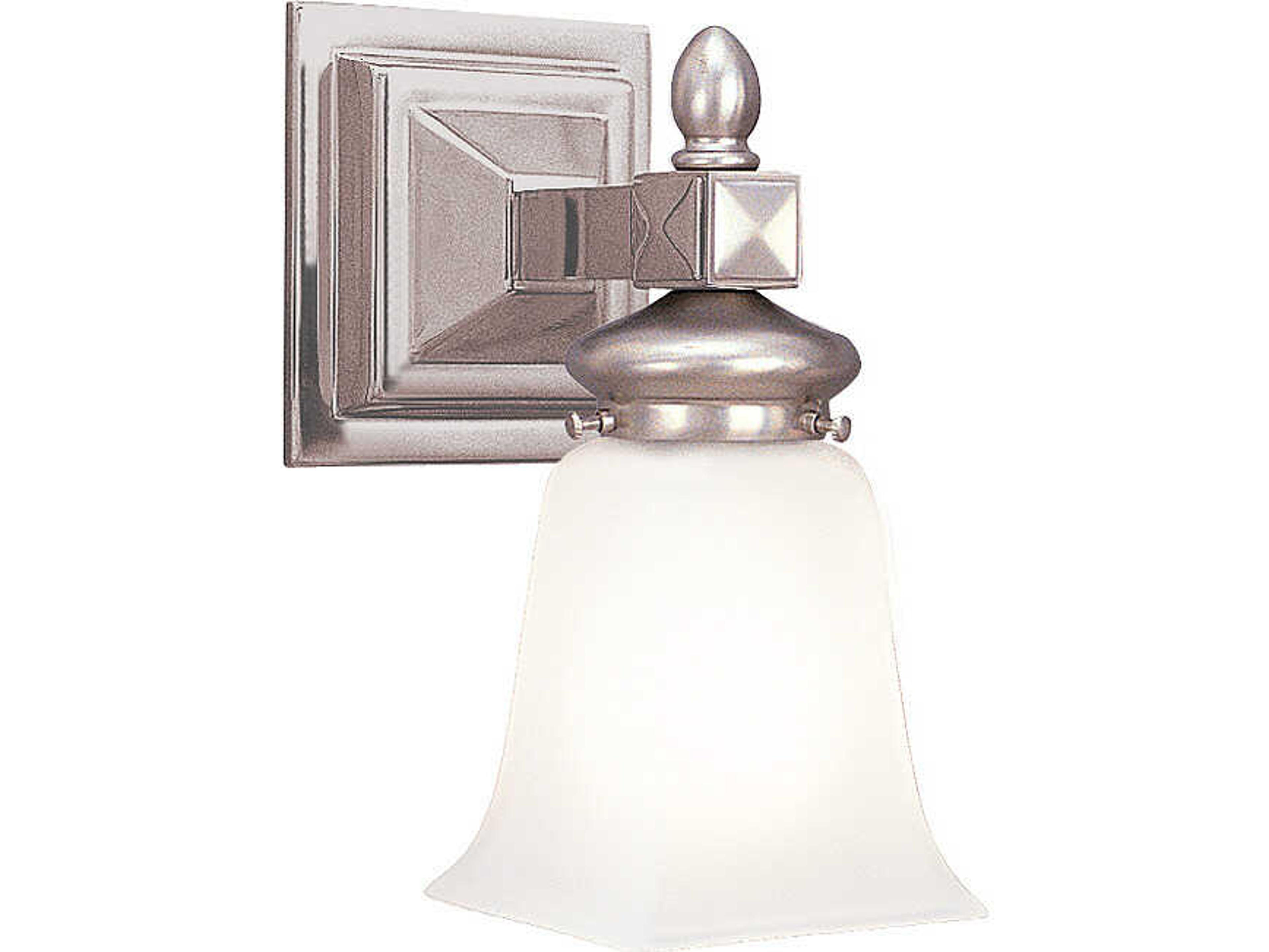 Cumberland 1-Light Satin Nickel Off White Glass Traditional Wall Sconce