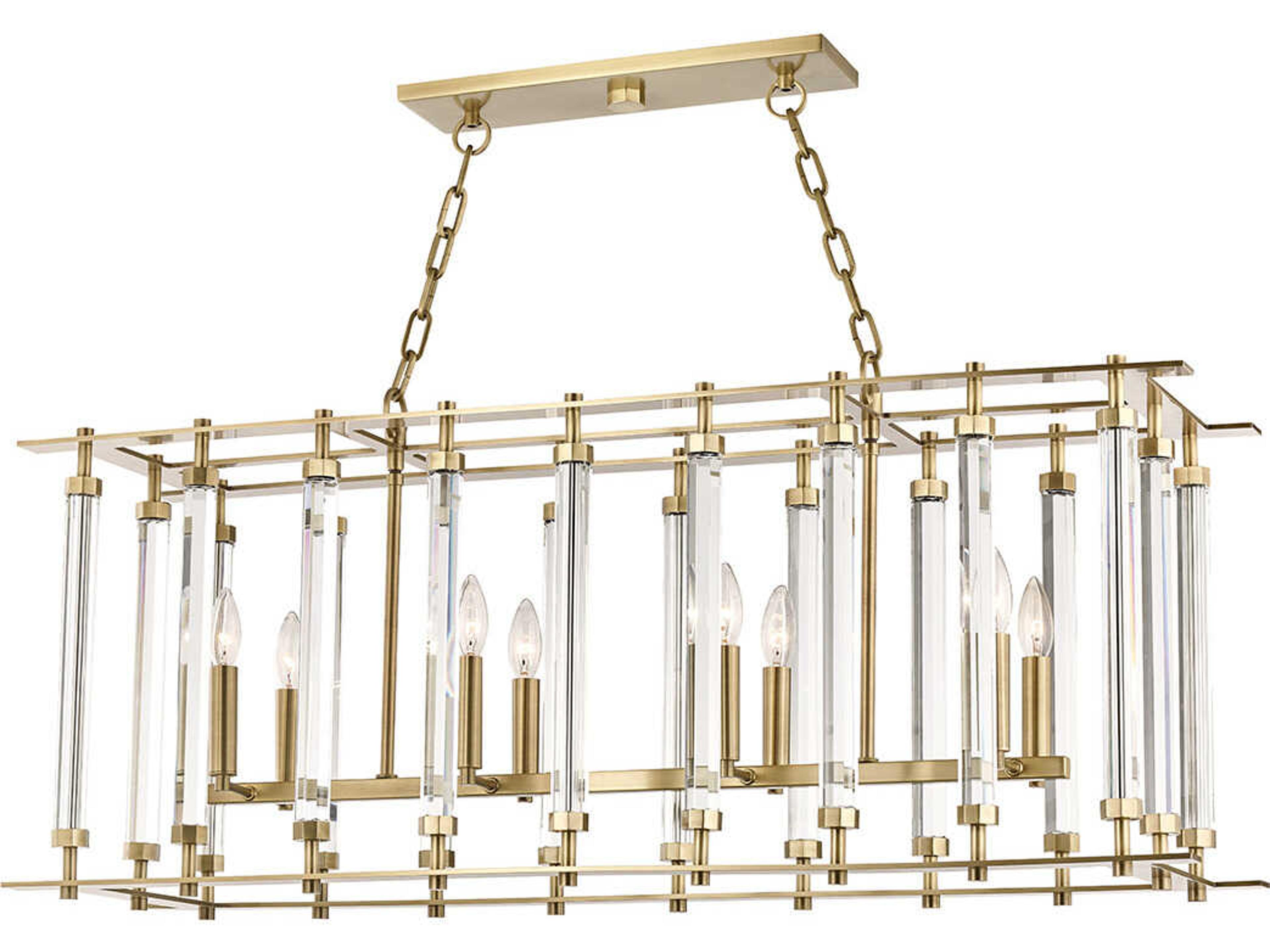 Haddon 8-Light Aged Brass Geometric Island Pendant