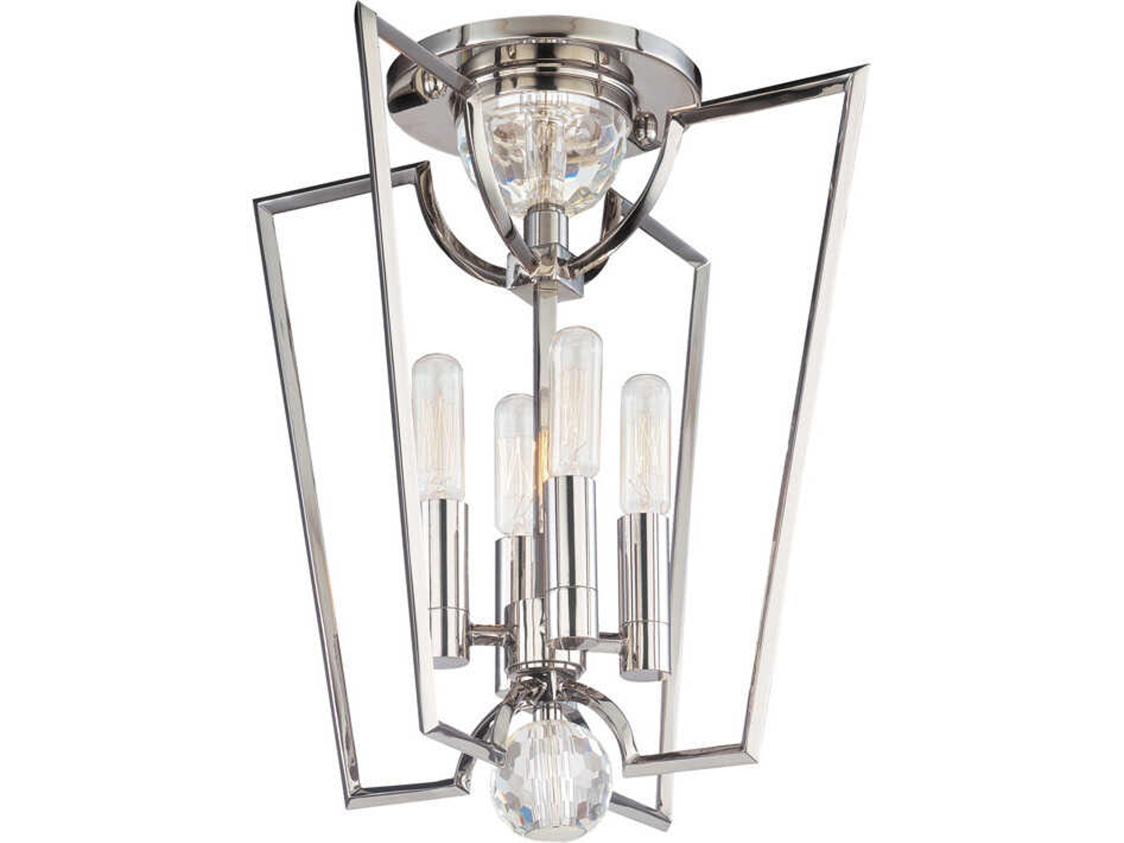 Waterloo 4-Light Polished Nickel Crystal Semi Flush Mount