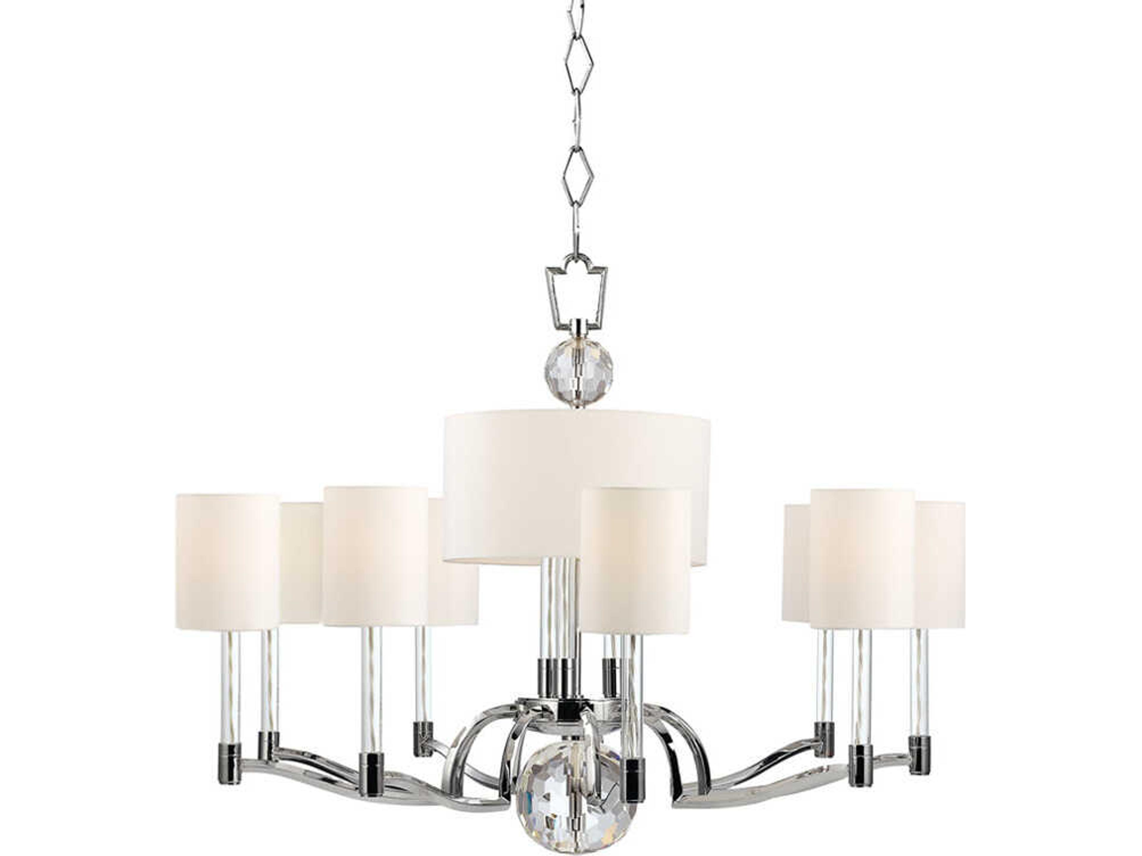 Waterloo 12-Light Polished Nickel Crystal Candelabra Chandelier