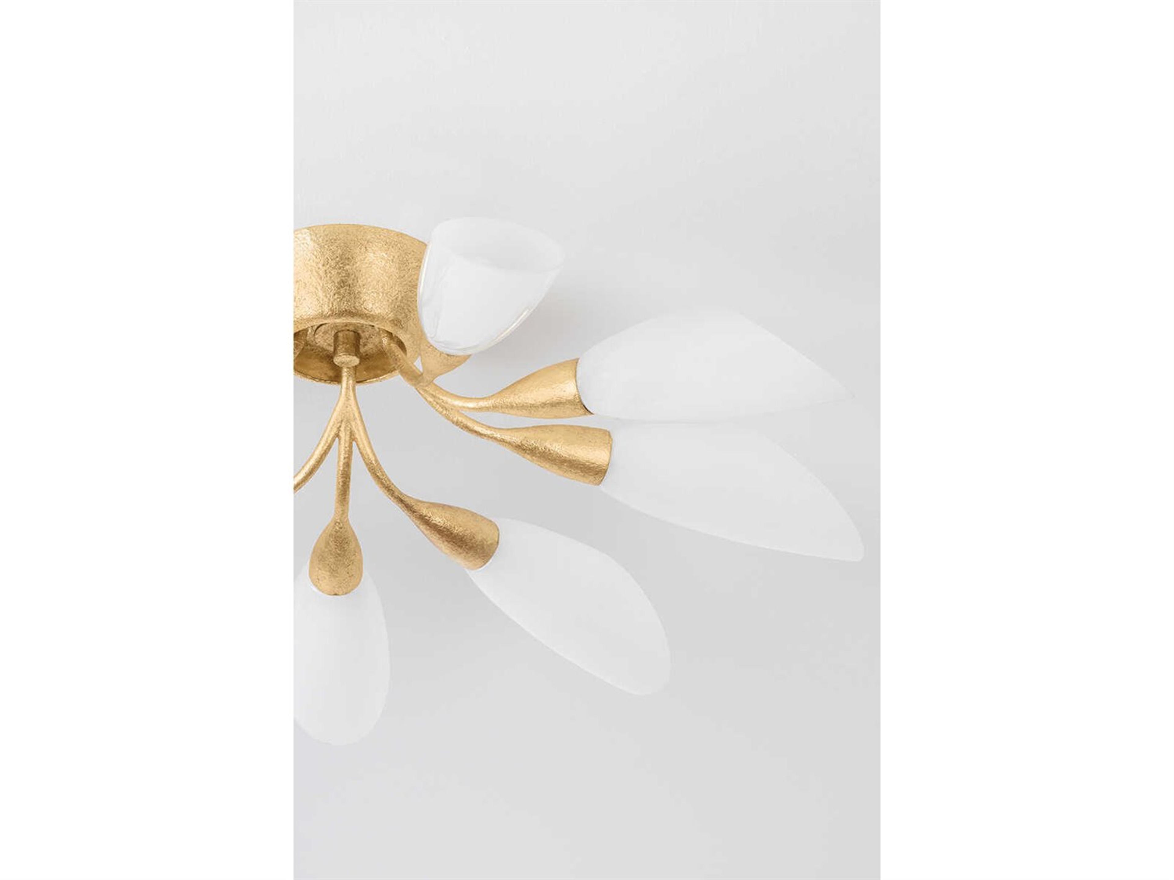 Hudson Valley Enfield 9-Light Vintage Gold Leaf Semi Flush Mount