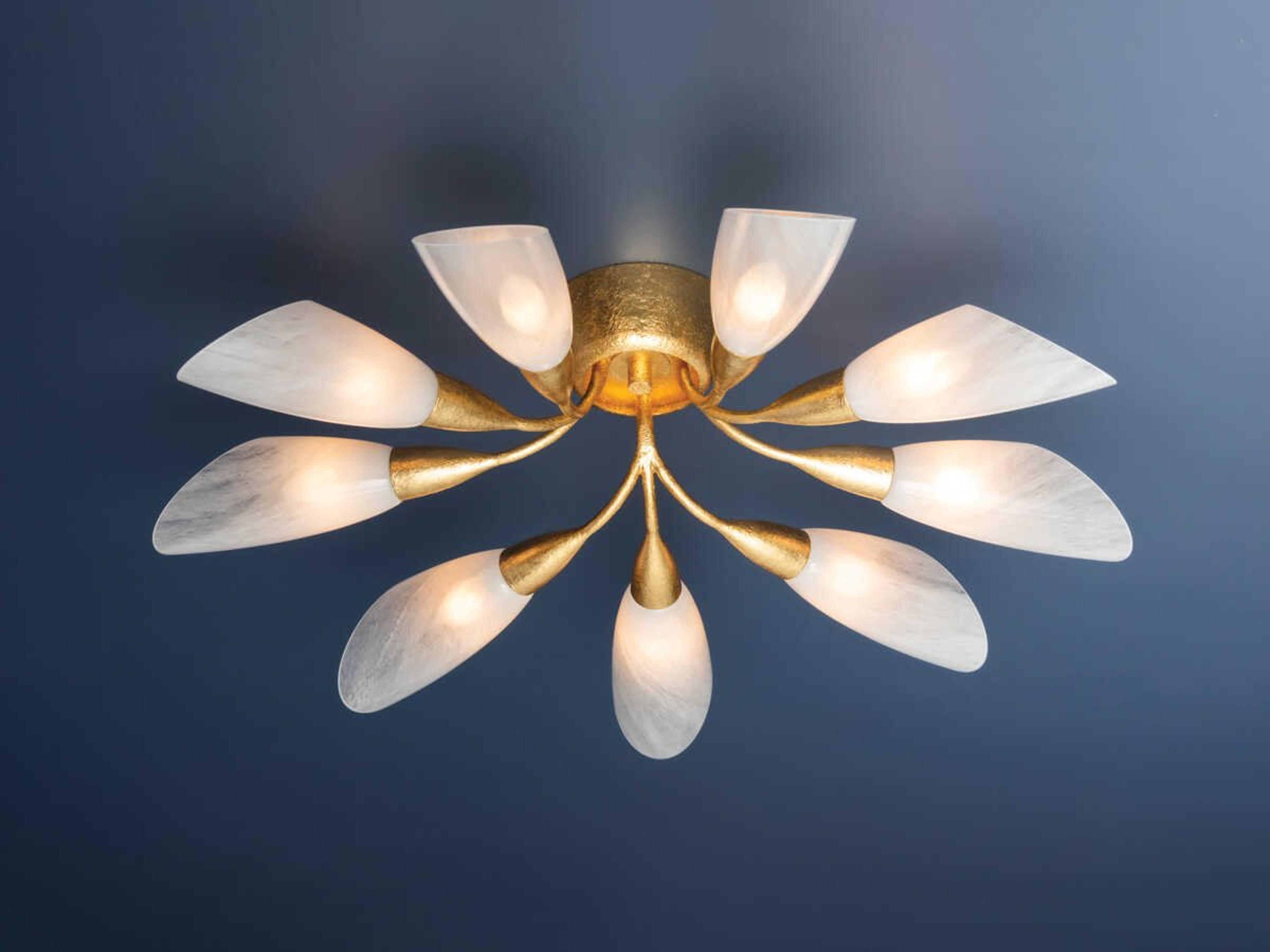 Hudson Valley Enfield 9-Light Vintage Gold Leaf Semi Flush Mount