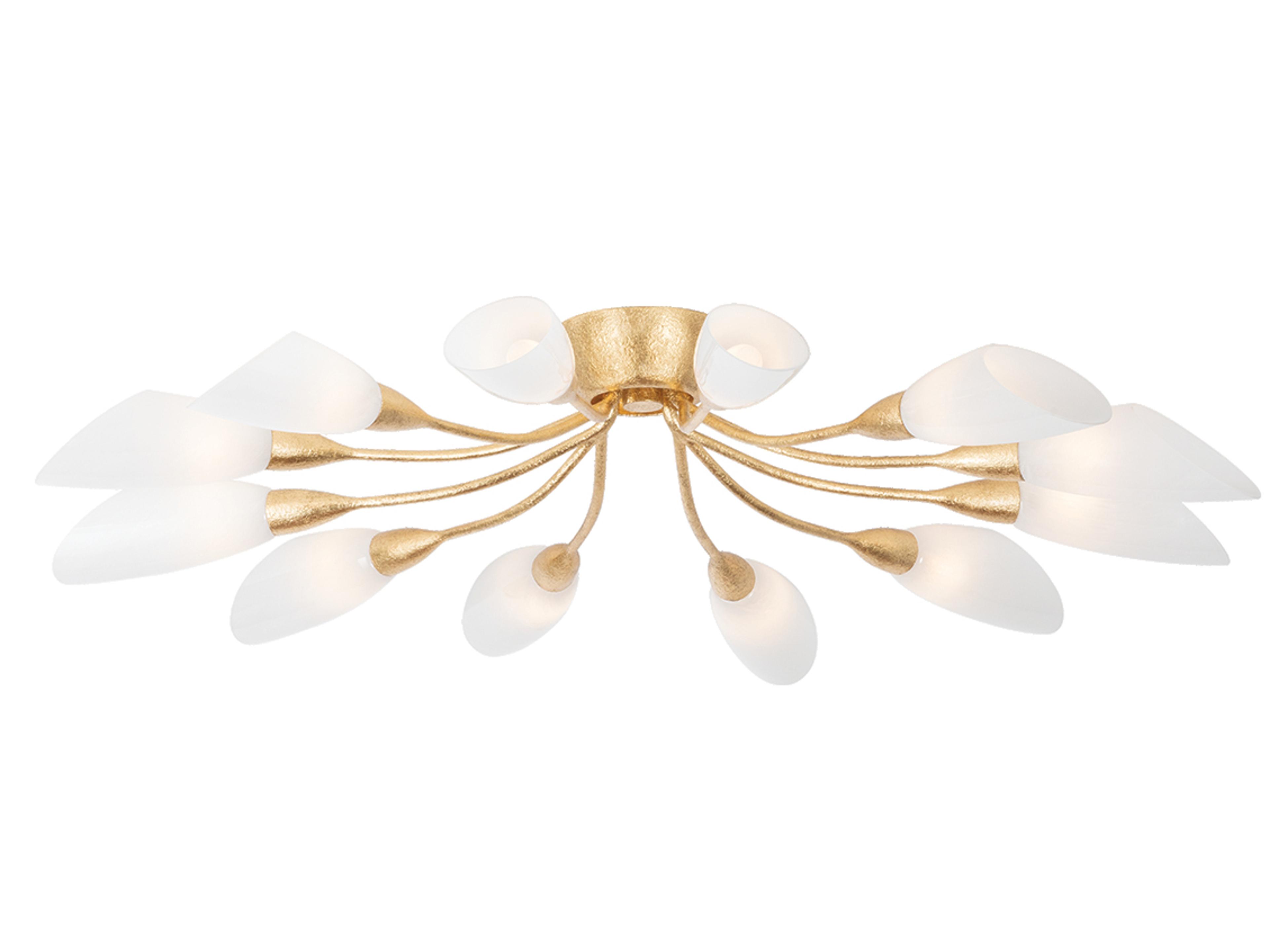 Enfield 12-Light Vintage Gold Leaf Semi Flush Mount