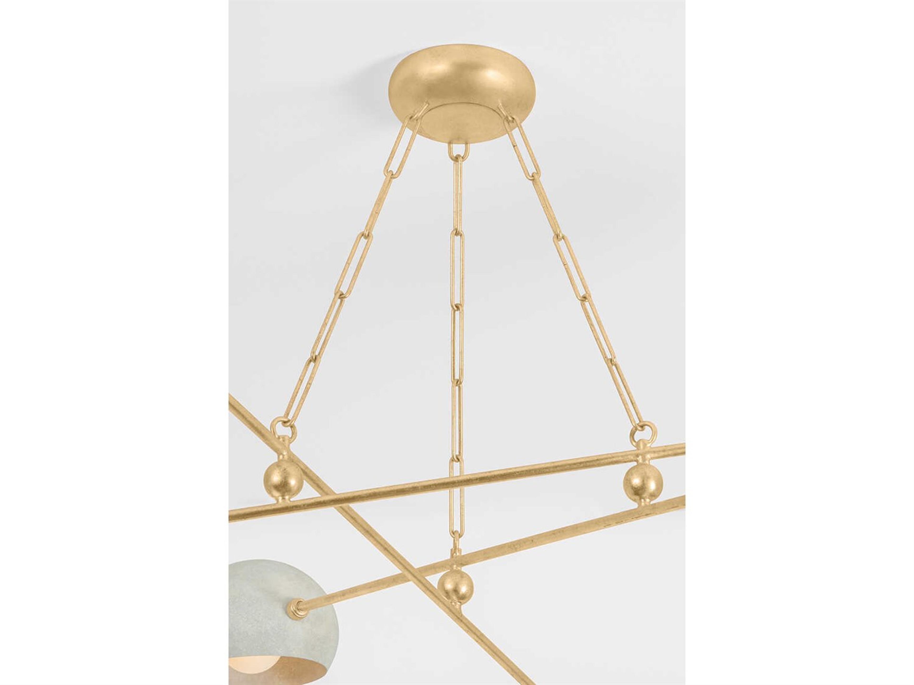 Hudson Valley Turner 6-Light Vintage Gold Leaf Limewash Plaster Linear Sputnik Chandelier