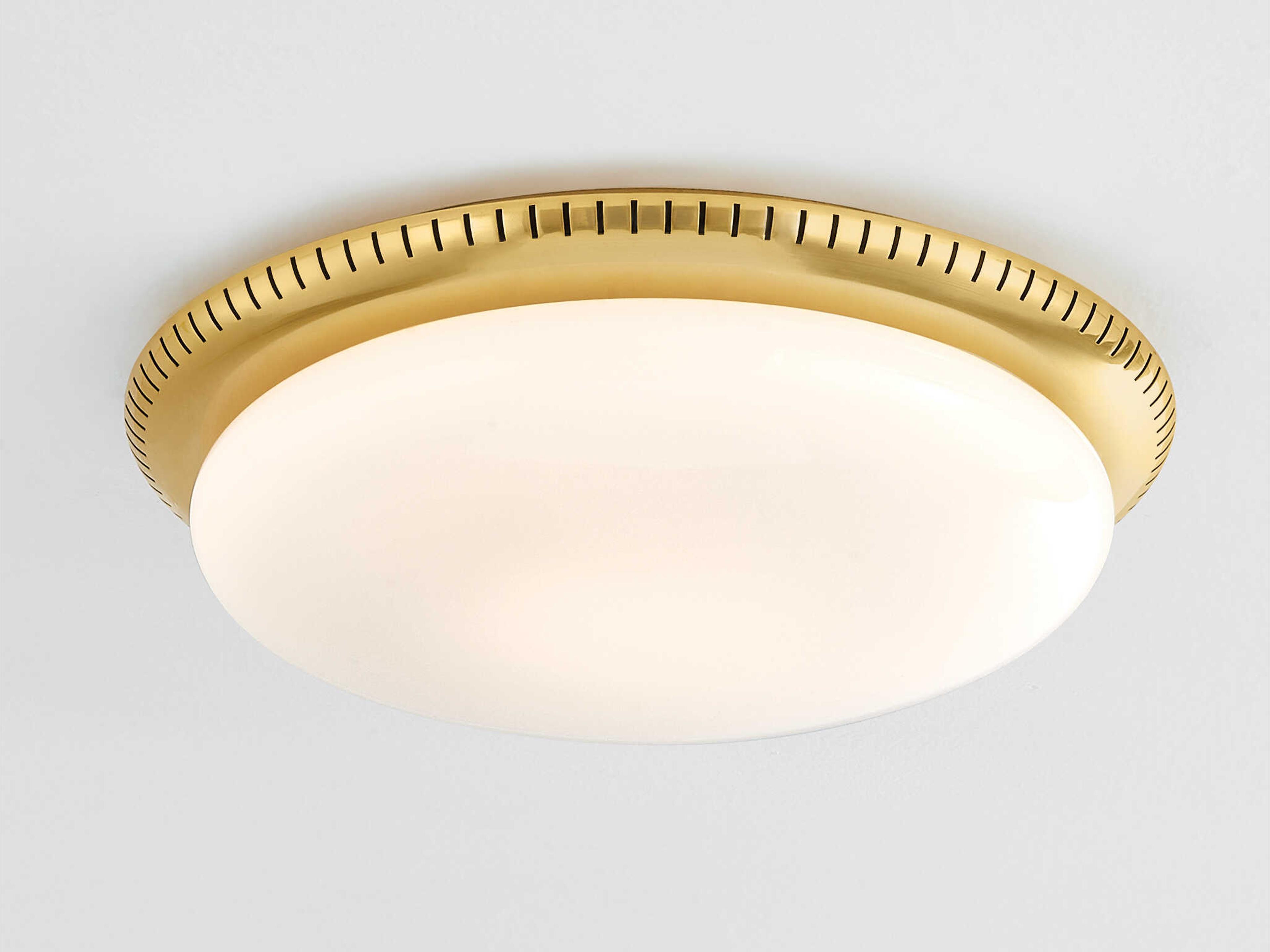 Hudson Valley North Castle 1-Light Aged Brass White Flush Mount