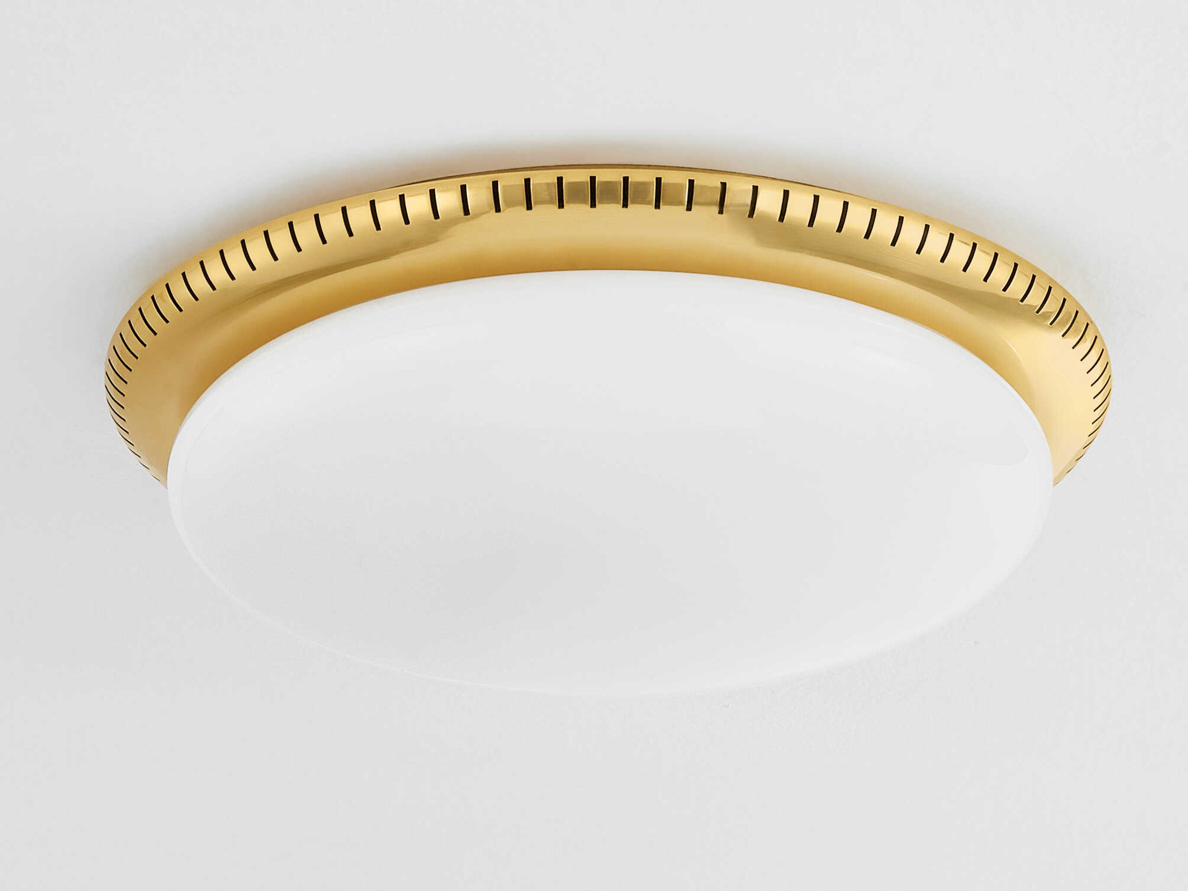 Hudson Valley North Castle 1-Light Aged Brass White Flush Mount