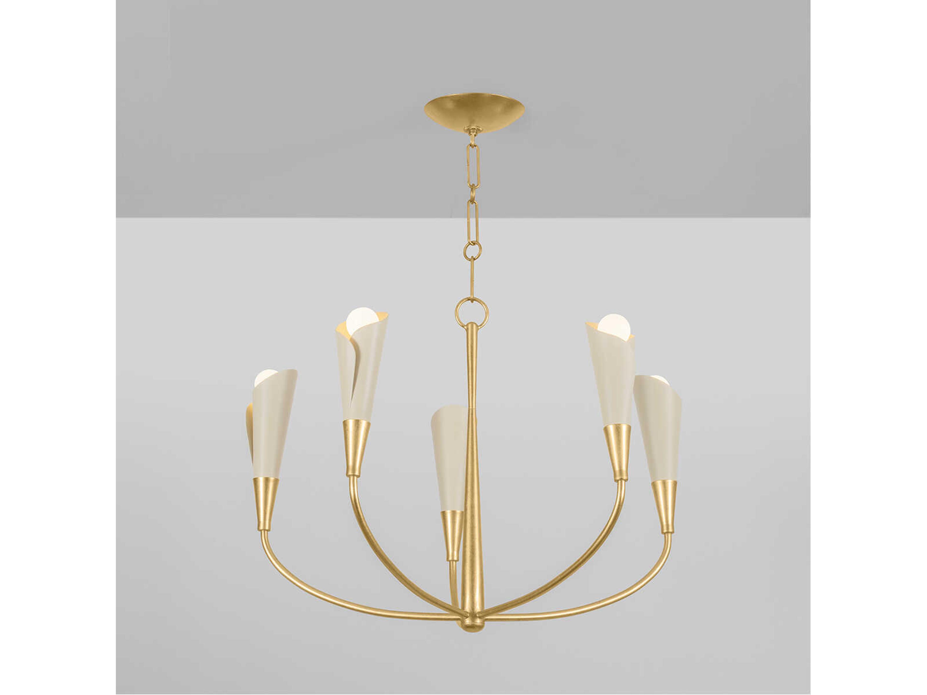 Hudson Valley Montrose 5-Light Vintage Gold Leaf Soft Sand Candelabra Chandelier