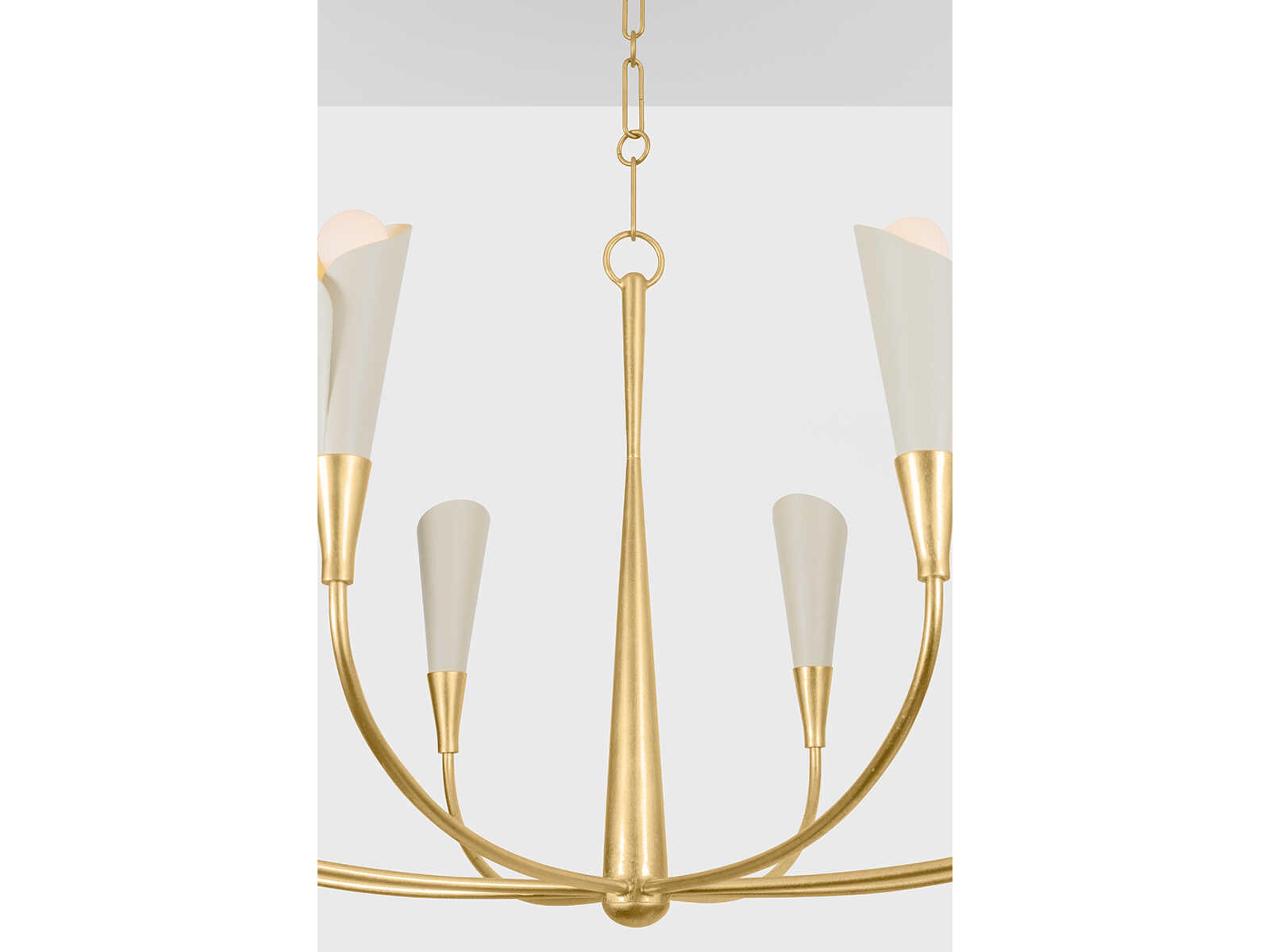 Hudson Valley Montrose 8-Light Vintage Gold Leaf Soft Sand Off White Candelabra Chandelier