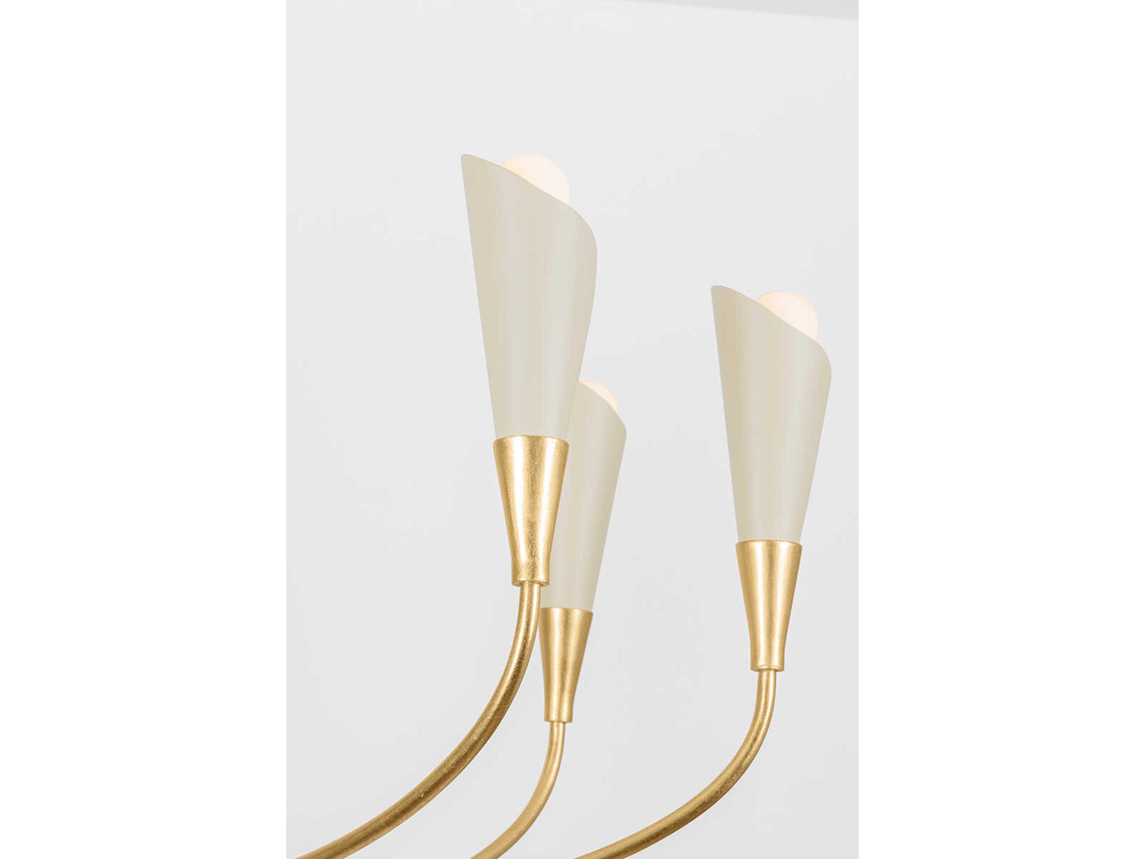 Hudson Valley Montrose 8-Light Vintage Gold Leaf Soft Sand Off White Candelabra Chandelier